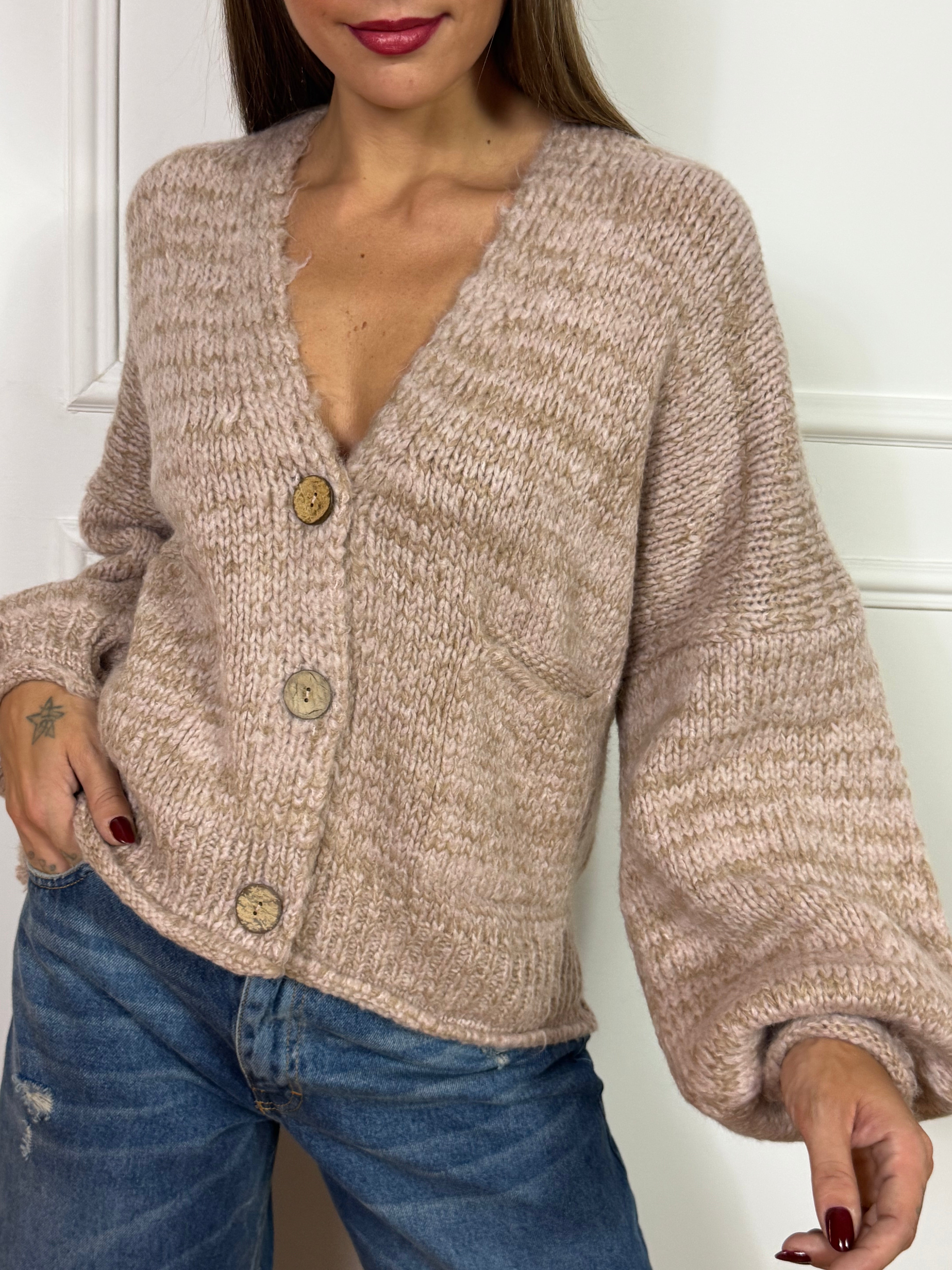 Cardigan OVER con bottoni Have One SFUMATURE MELANGE