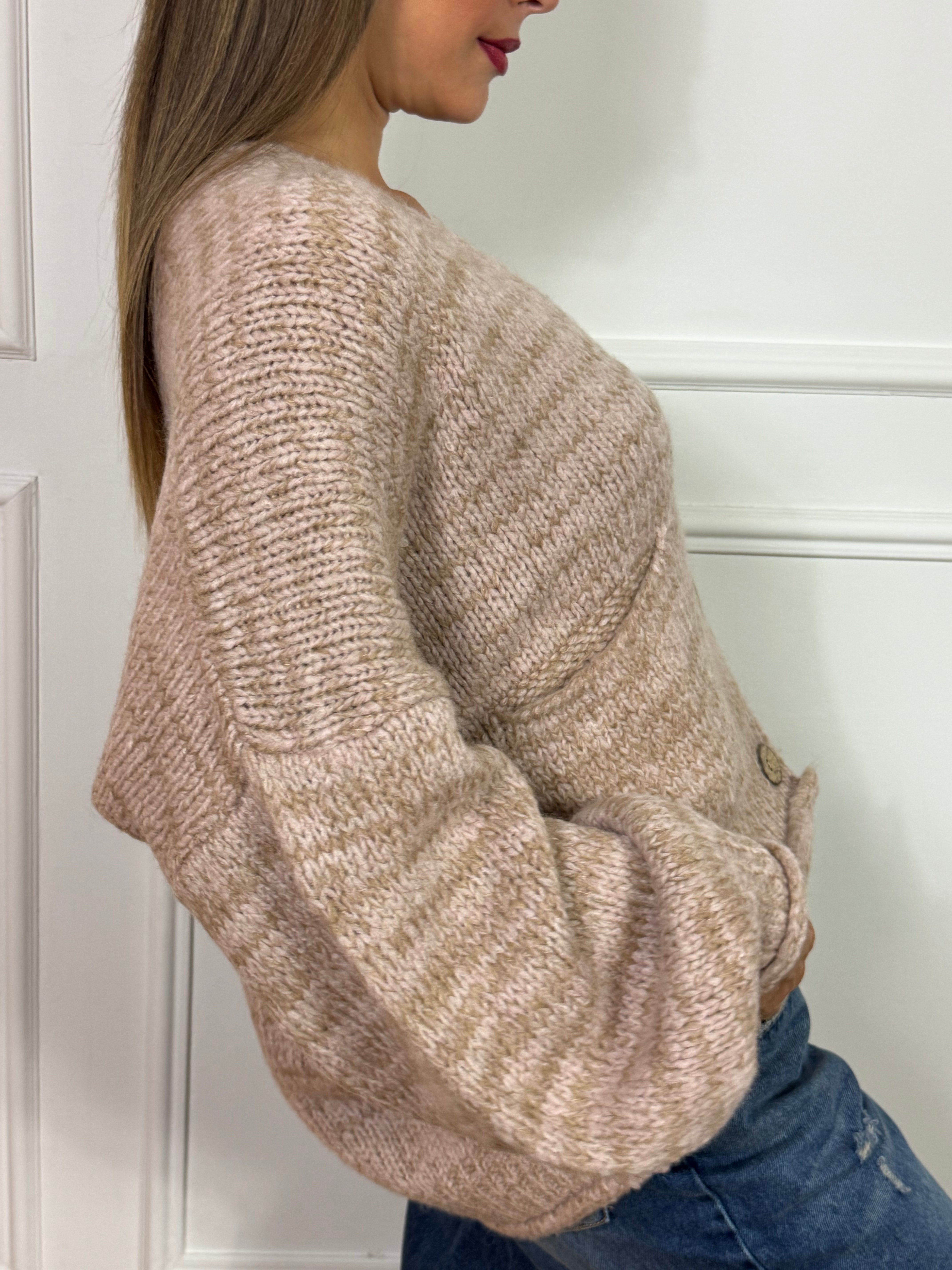 Cardigan OVER con bottoni Have One SFUMATURE MELANGE