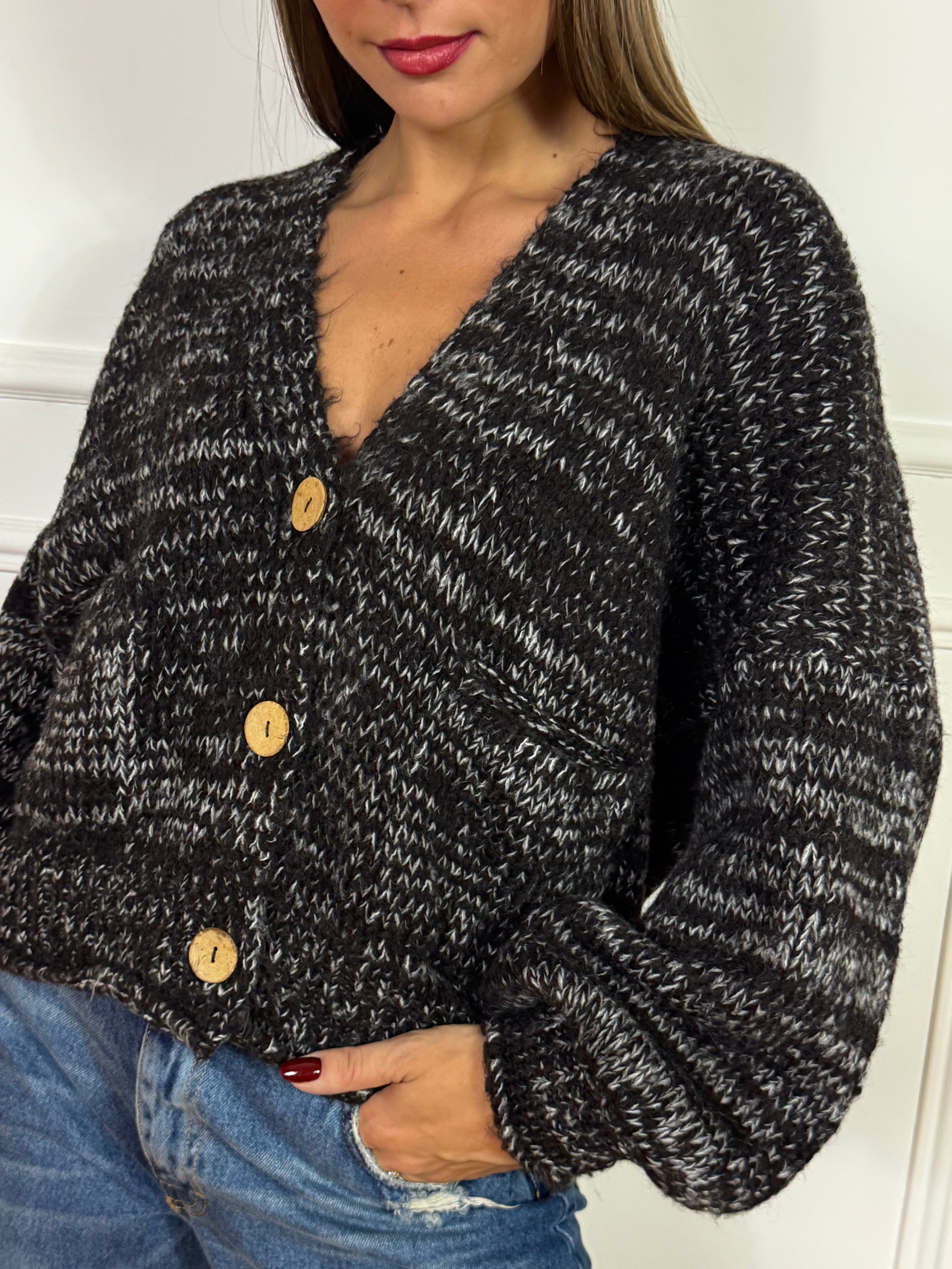 Cardigan OVER con bottoni Have One SFUMATURE MELANGE