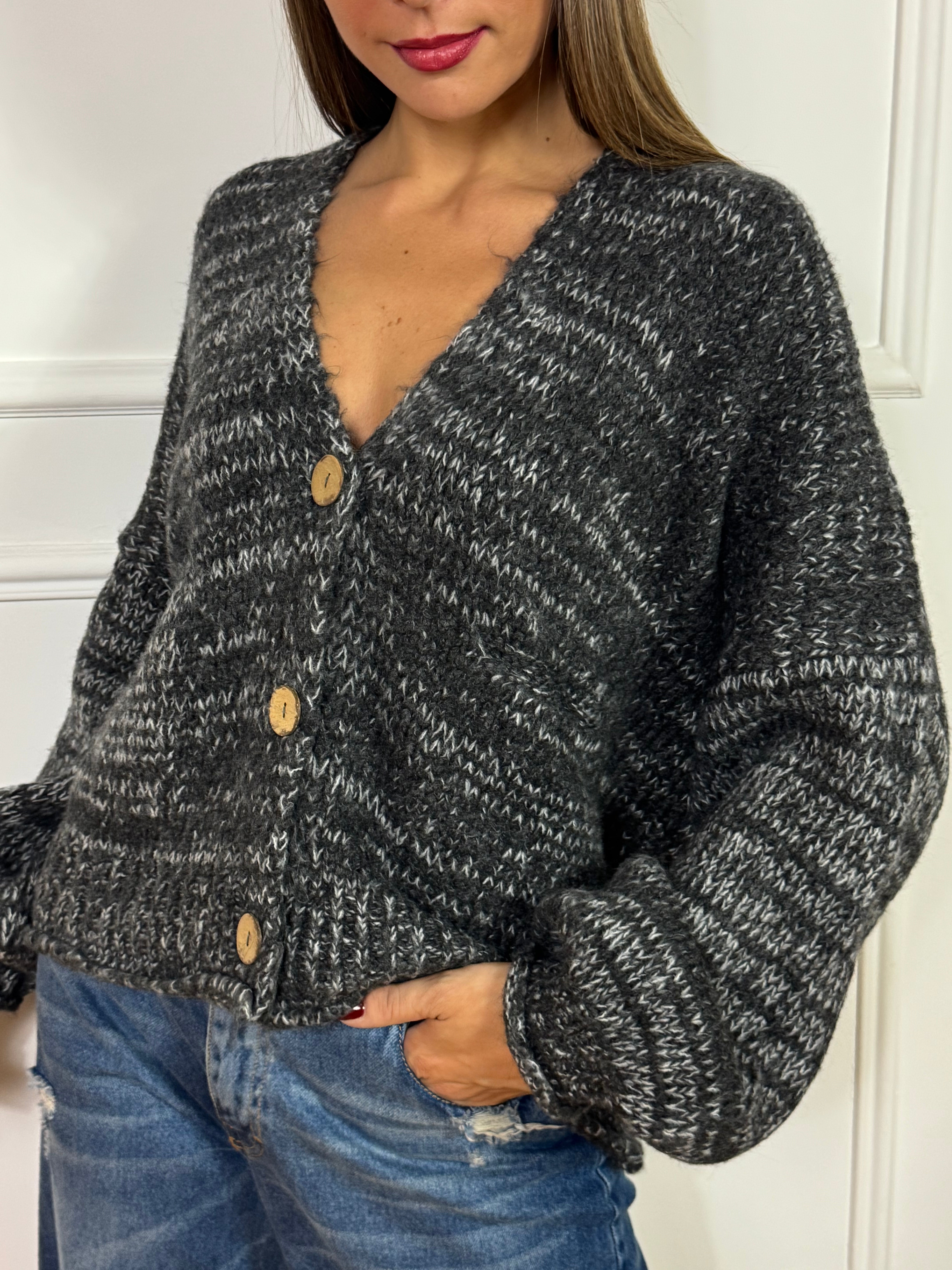 Cardigan OVER con bottoni Have One SFUMATURE MELANGE