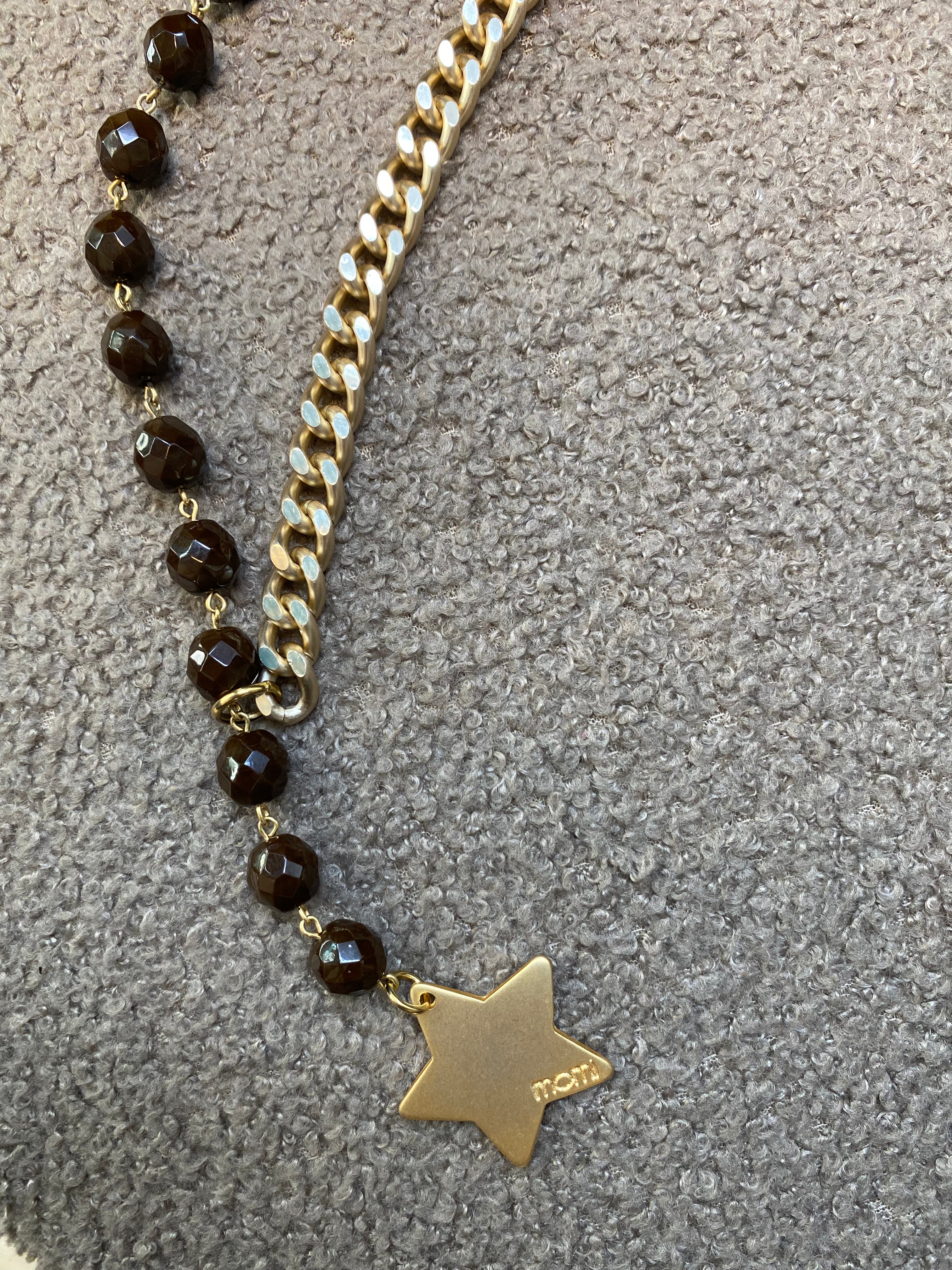Collana Momi FRANCESCA LUNGA -ORO - STELLA - MARRONE