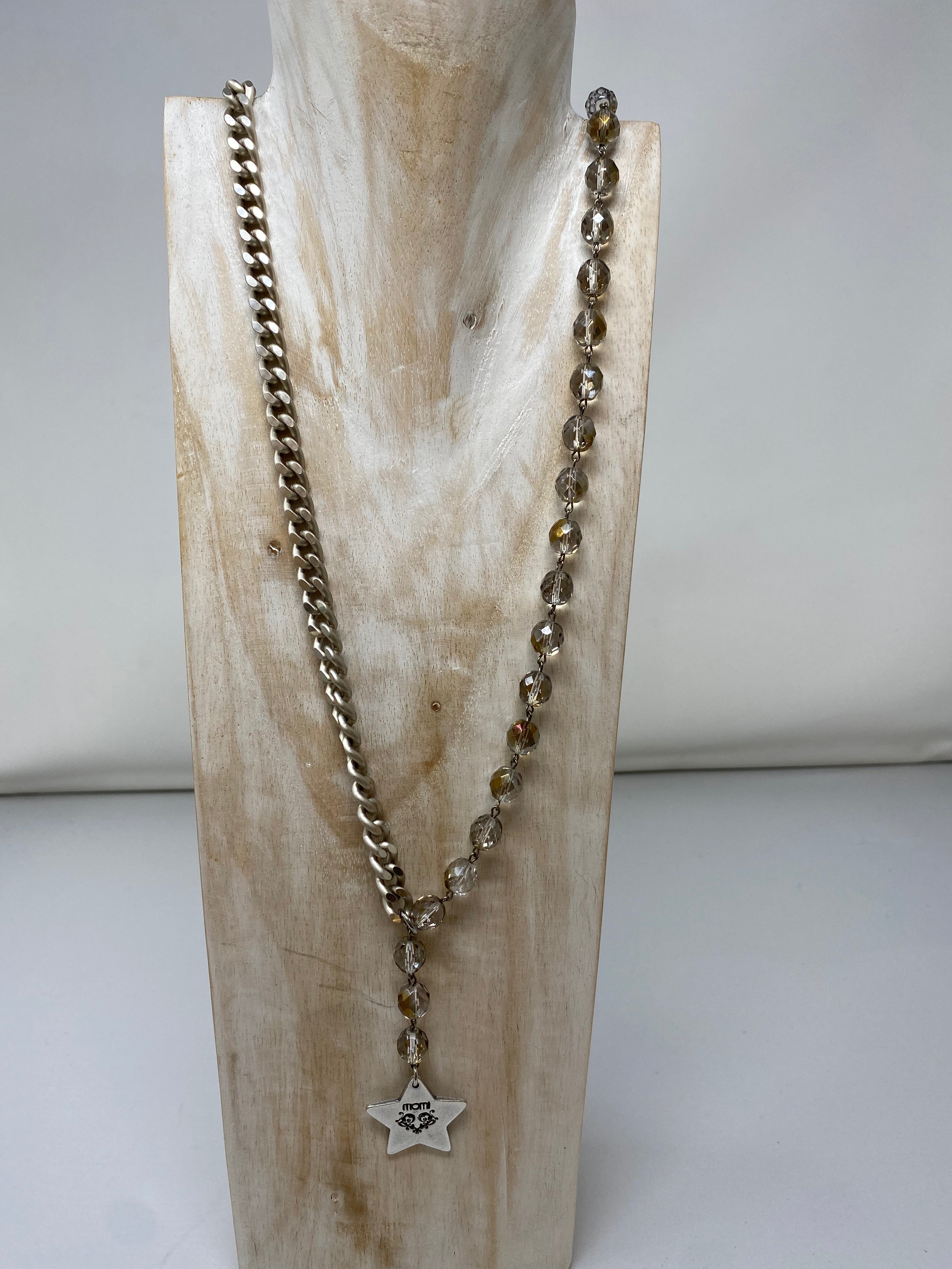 Collana Momi FRANCESCA LUNGA -ARGENTO - STELLA - TRASPARENTE SFUMATO