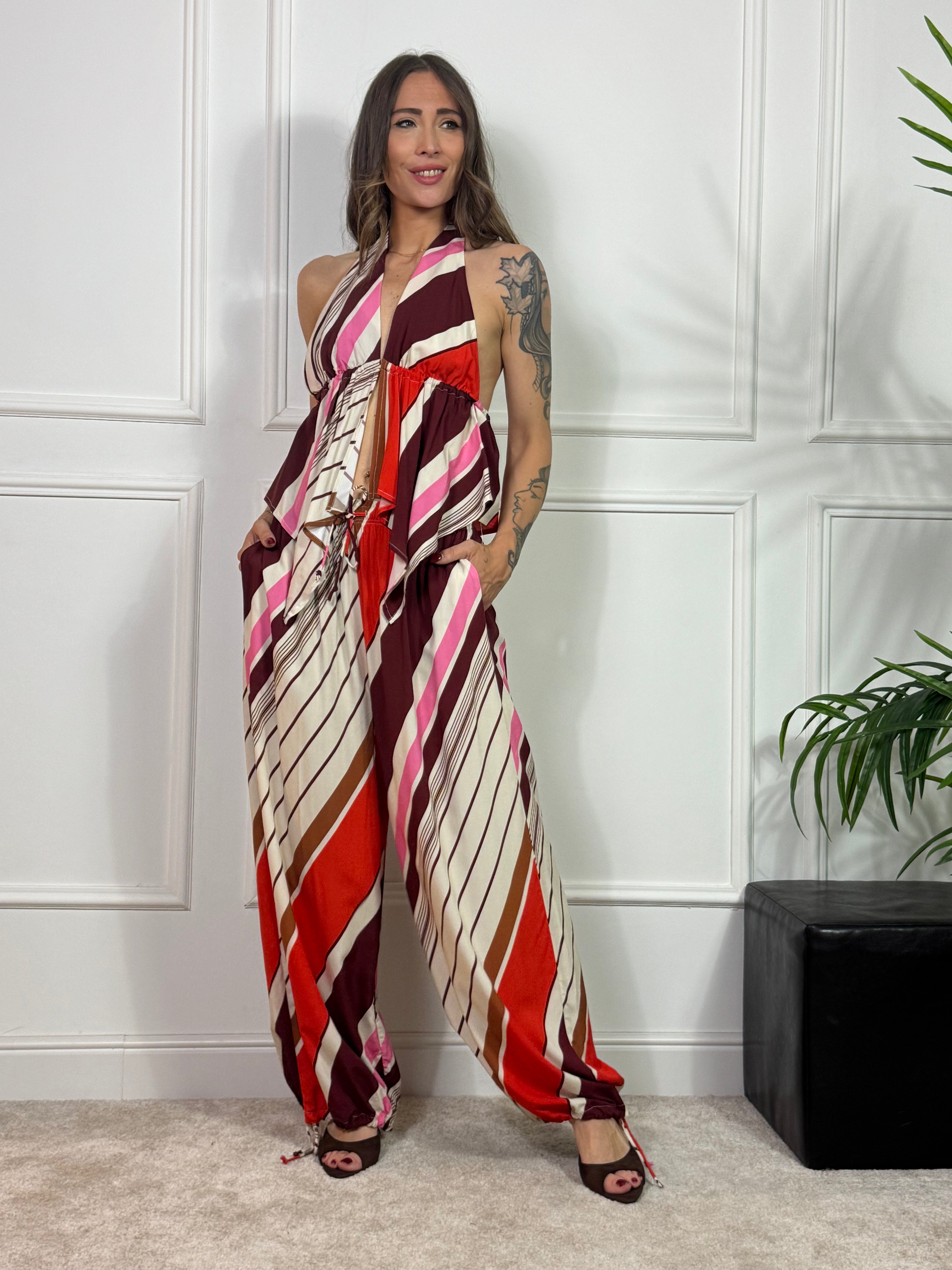 PANTALONE A PALLONCINO Victoria ILMH fantasia RIGHE COLORATE