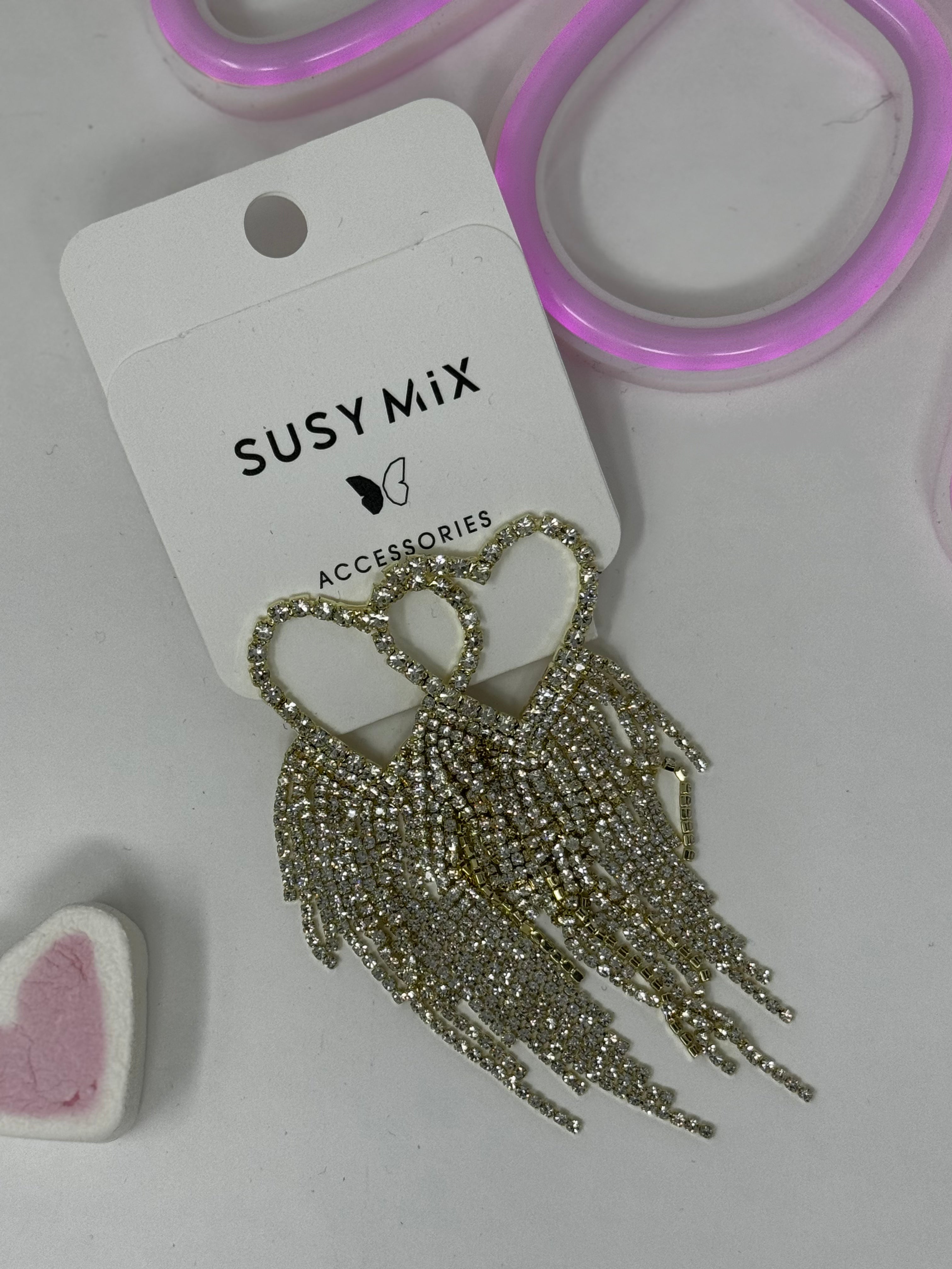 Orecchini pendenti Susy Mix CUORE ORO CON STRASS