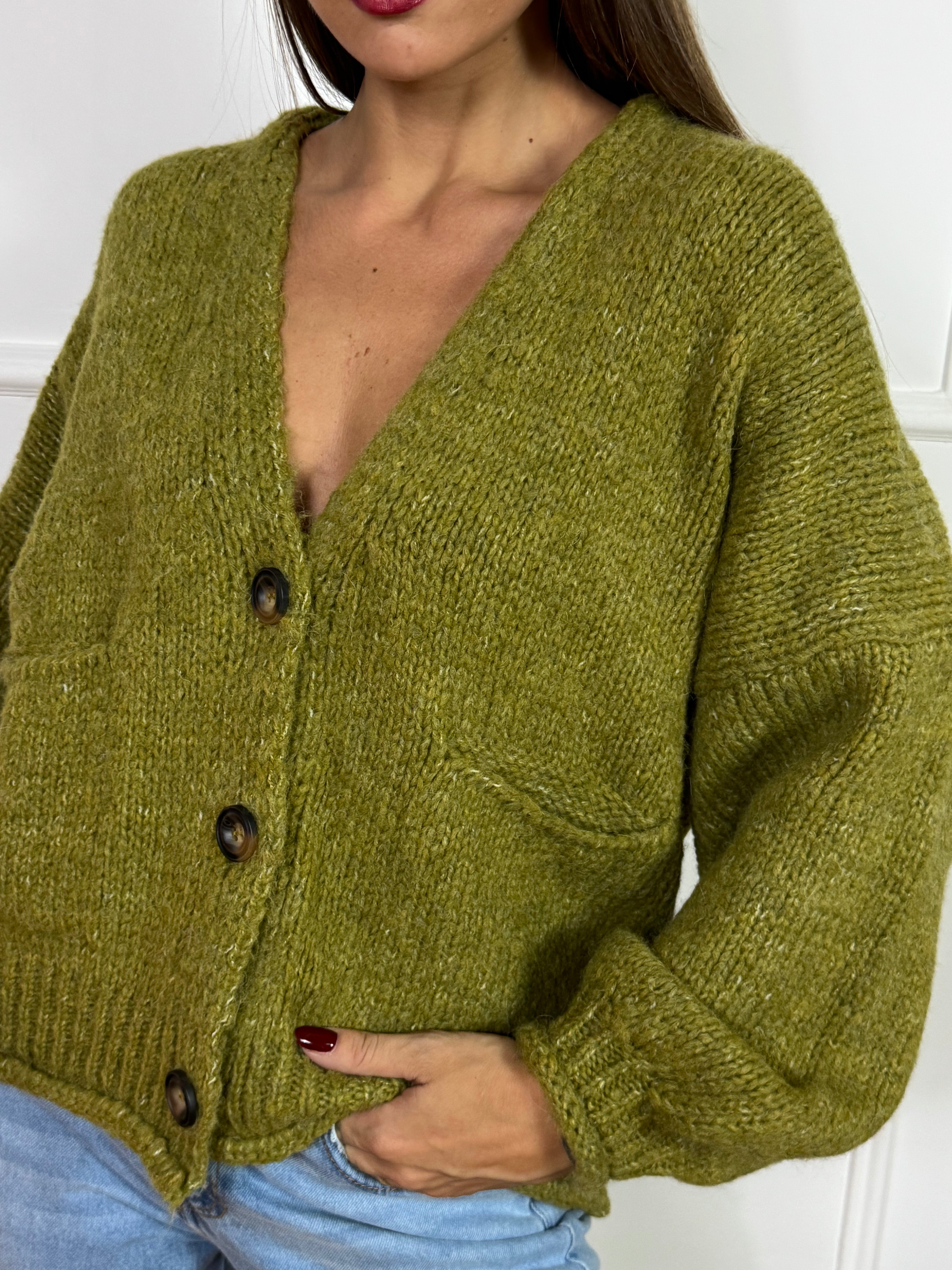 Cardigan OVER con bottoni Have One TINTA UNITA