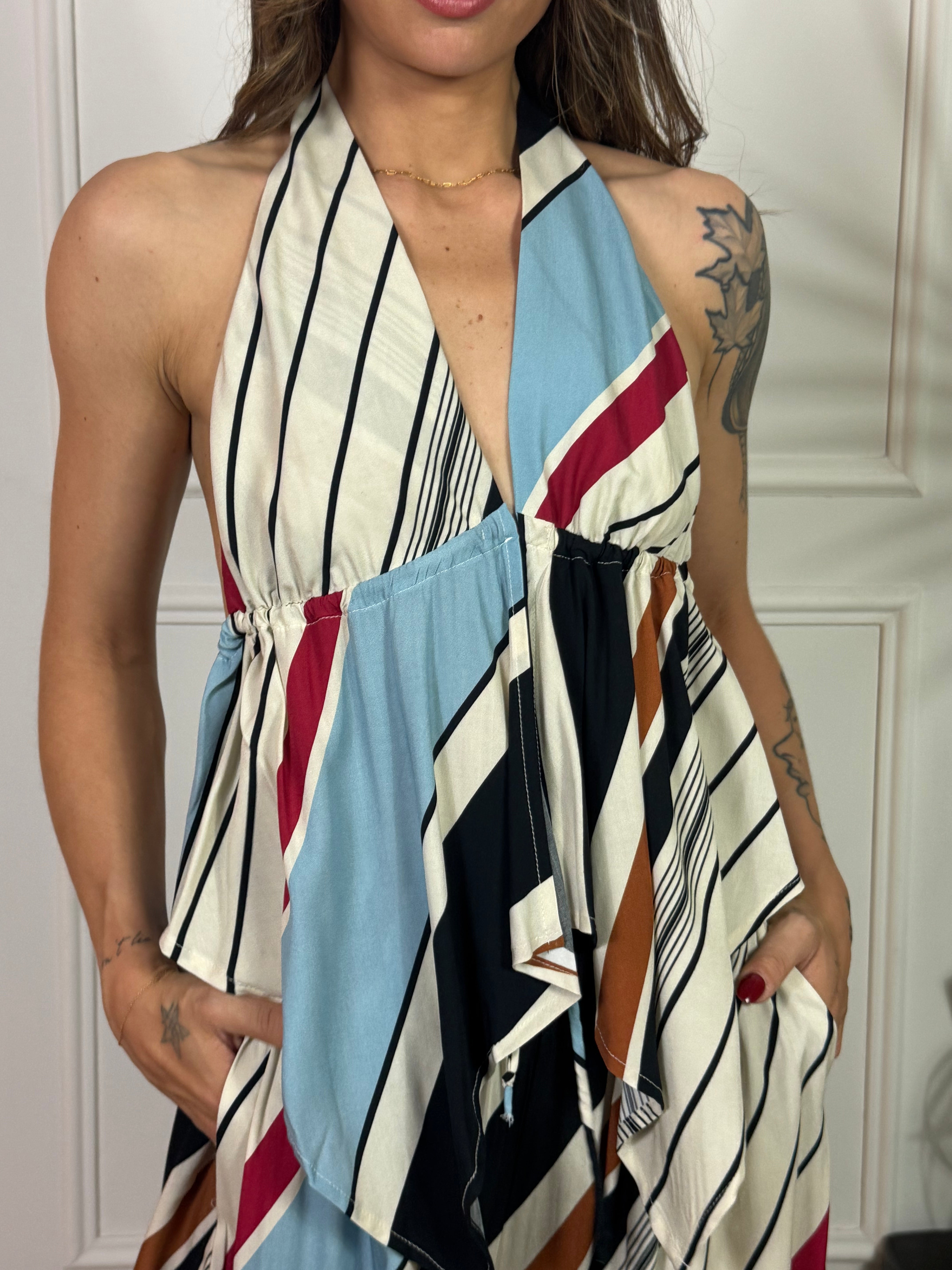 TOP FAZZOLETTO Victoria ILMH fantasia RIGHE COLORATE