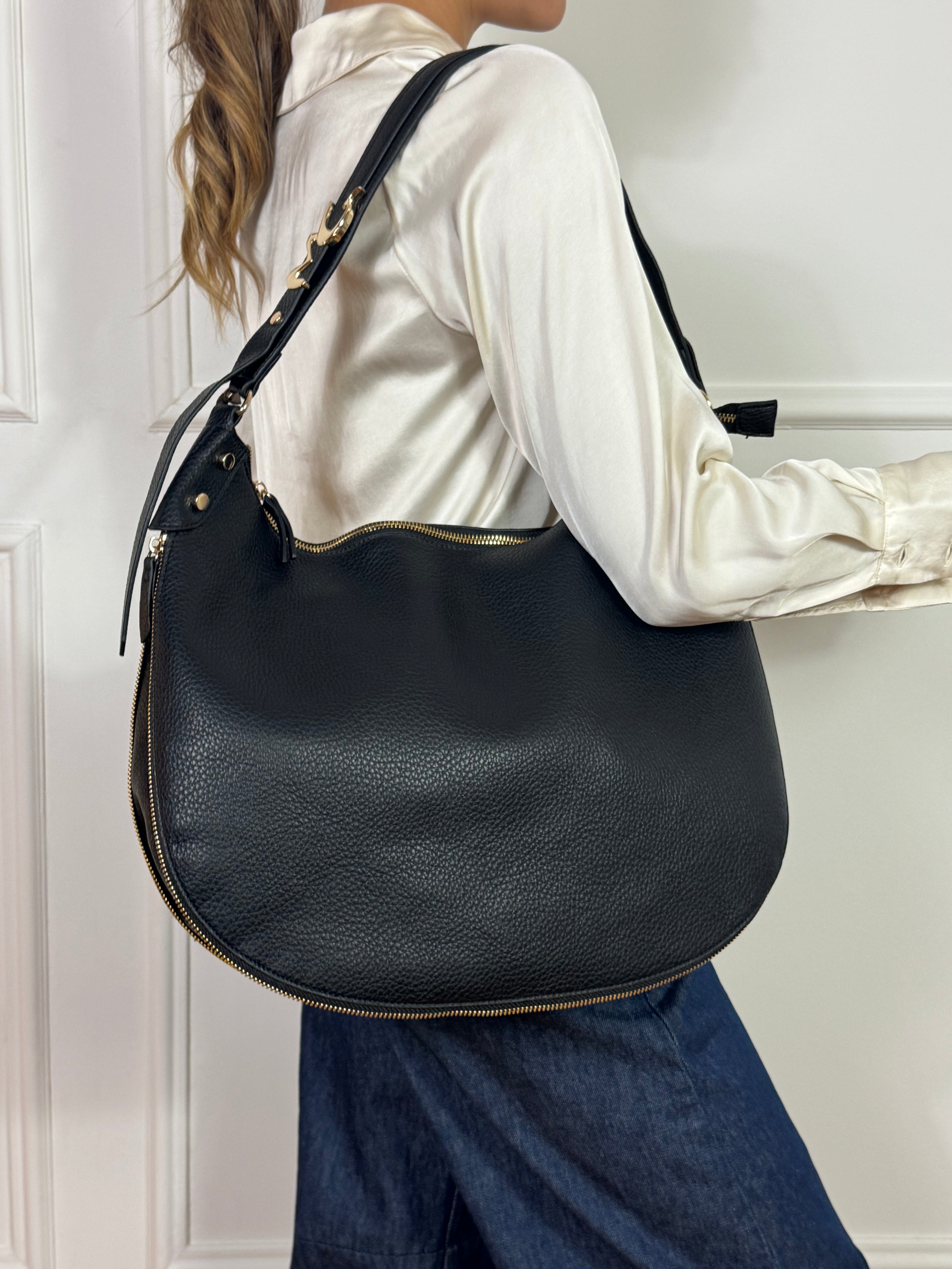 Borsa a sacca SHOULDER BAG Manila Grace con LOGO - CERNIERA ESPANDIBILE