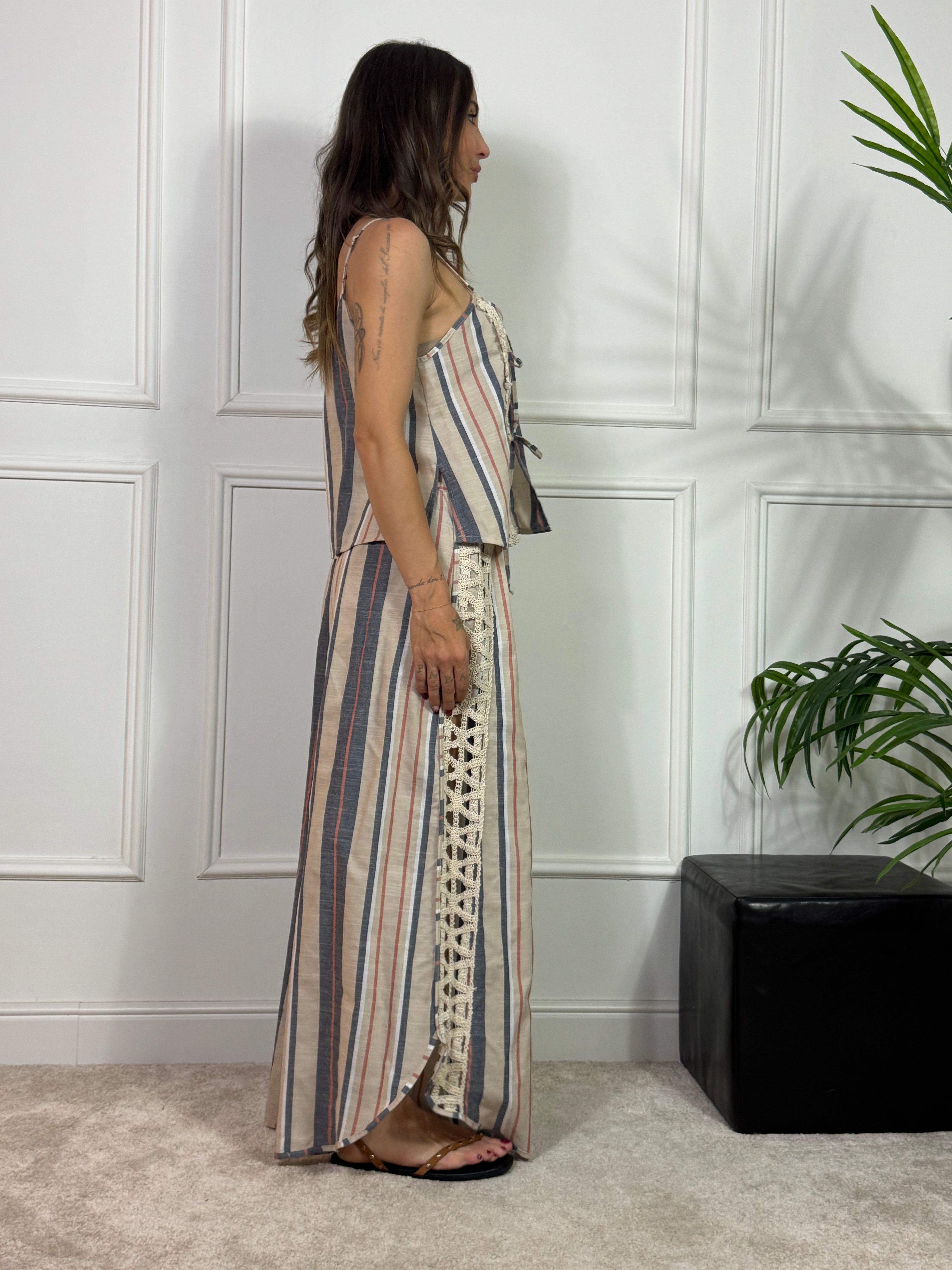 PANTALONE PALAZZO Victoria ILMH RIGHE - MACRAME'