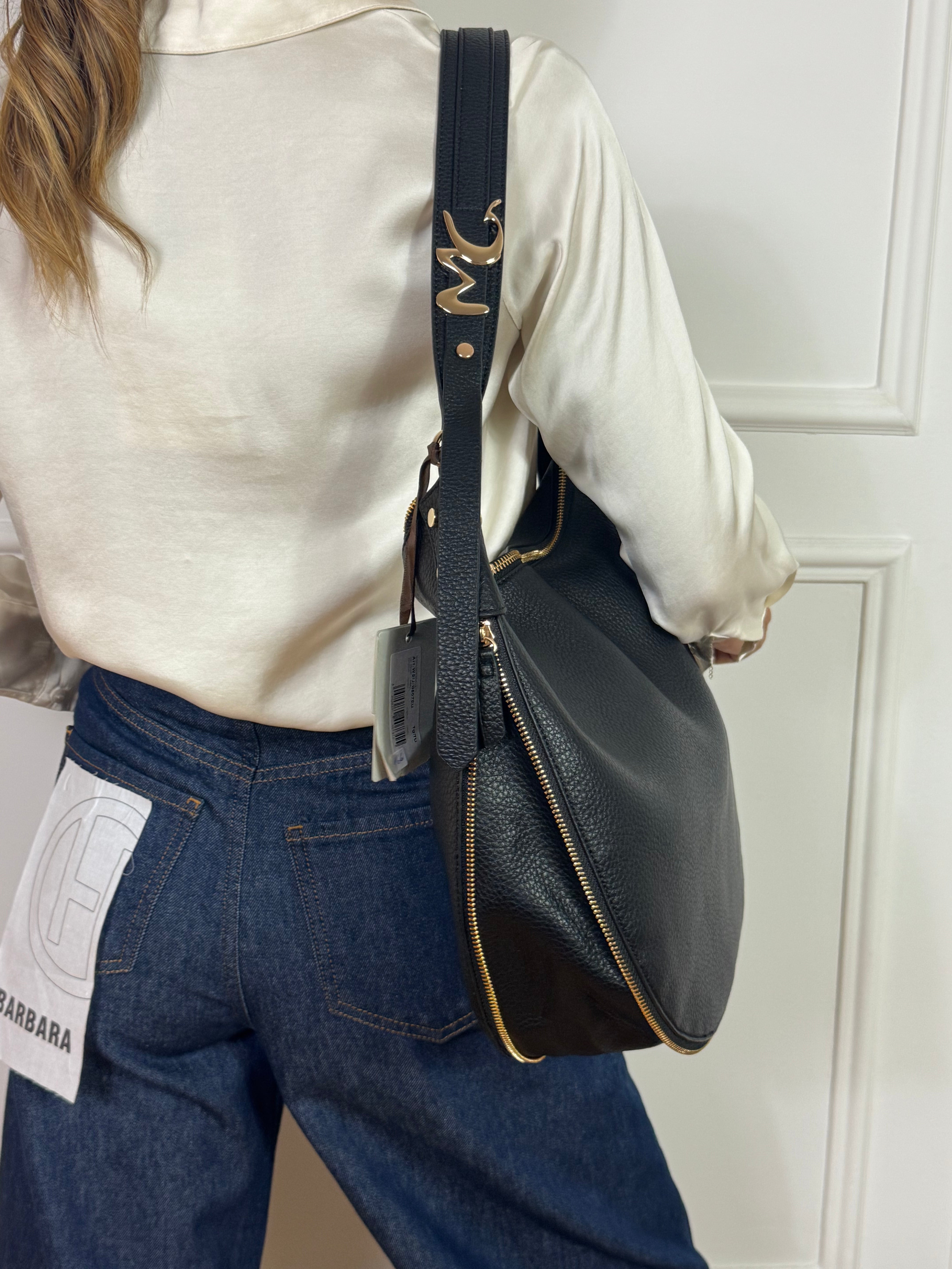Borsa a sacca SHOULDER BAG Manila Grace con LOGO - CERNIERA ESPANDIBILE
