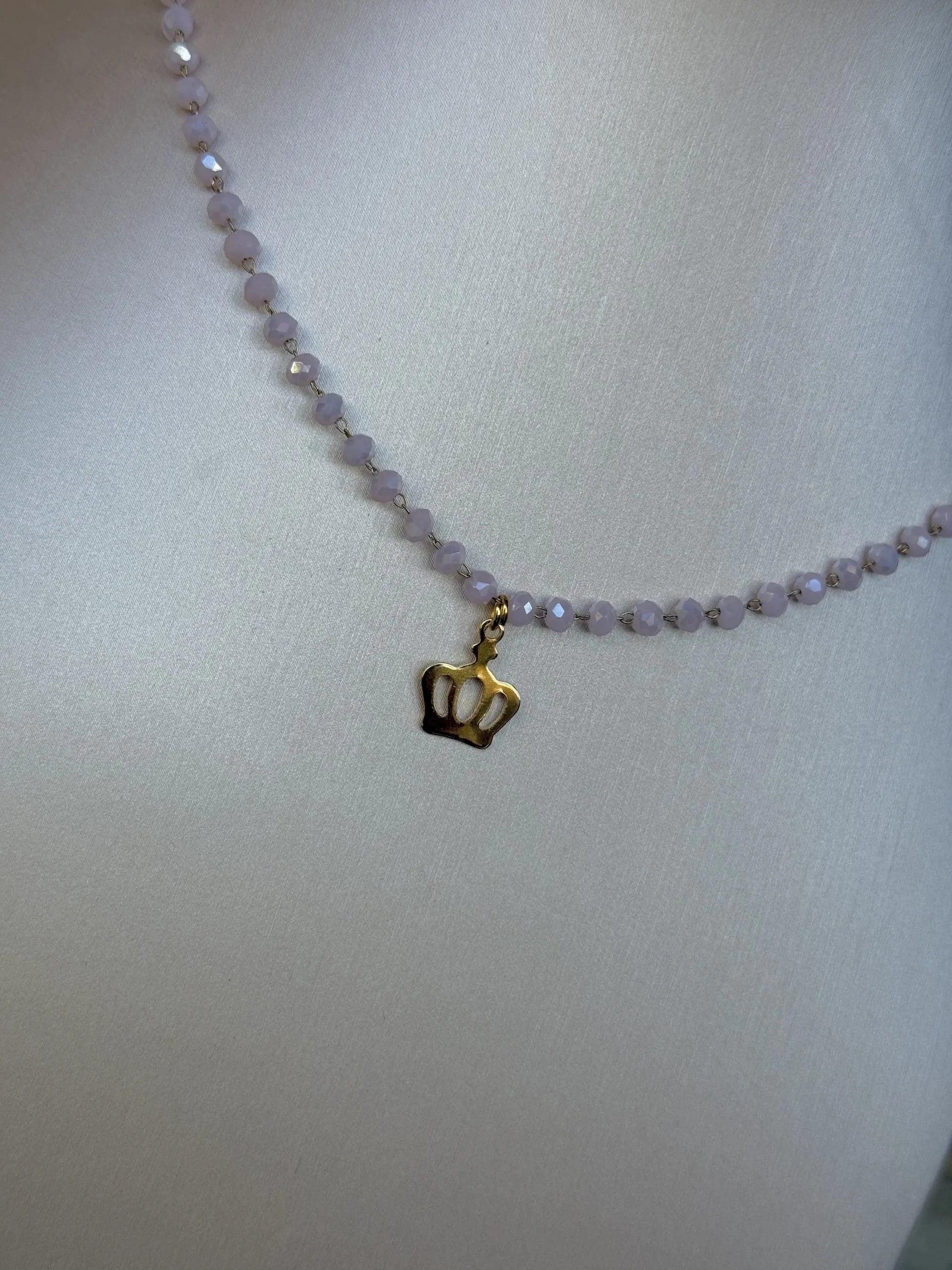 Collana girocollo perline vetro Le Milli rosa con charm