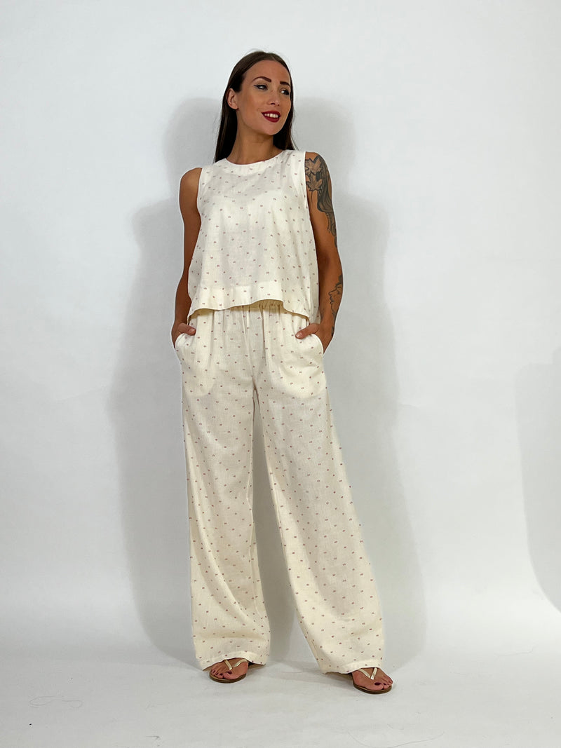 Pantalone a palazzo Victoria ILMH con dettaglio pois lurex