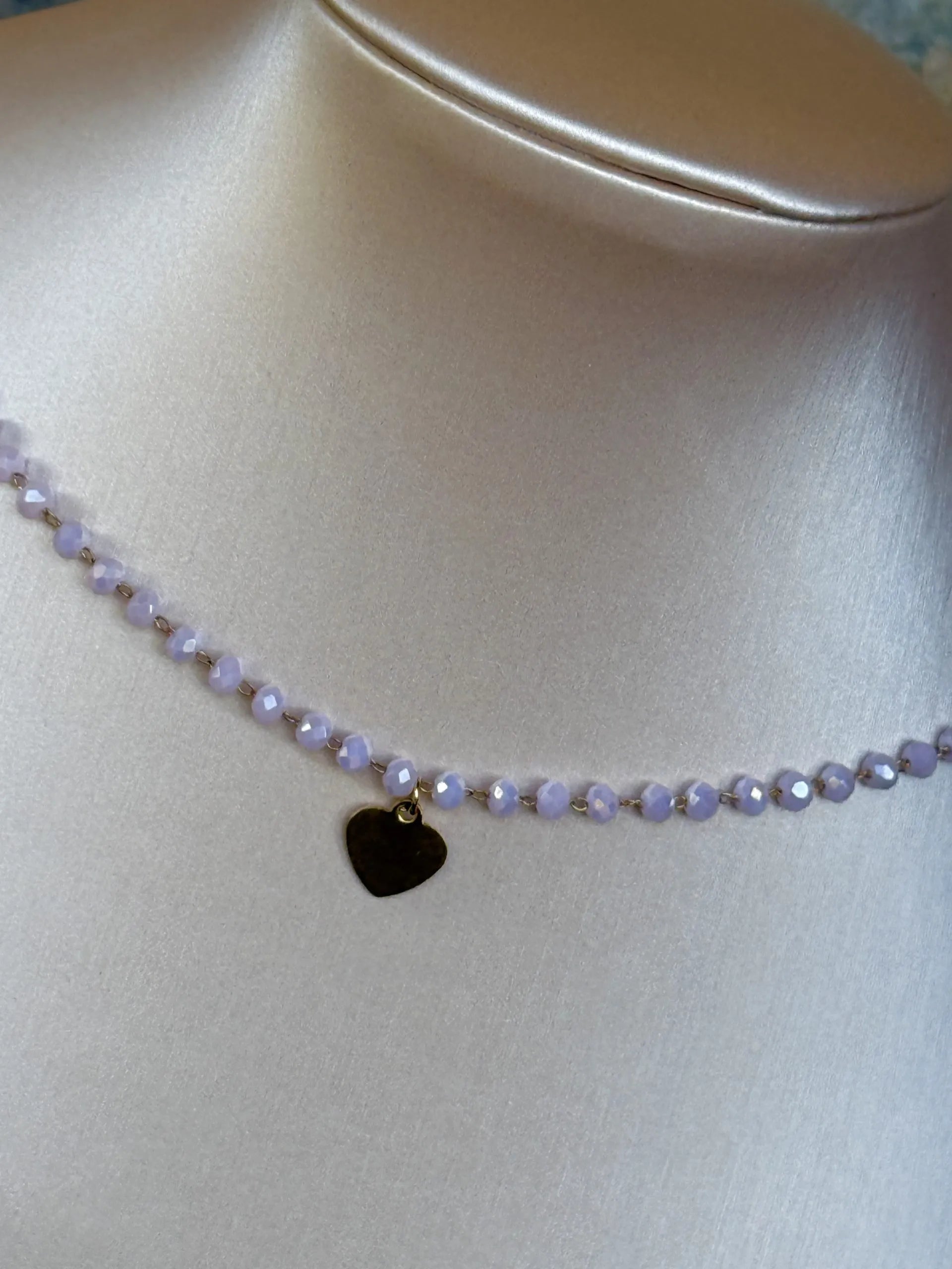 Collana girocollo perline vetro Le Milli rosa con charm