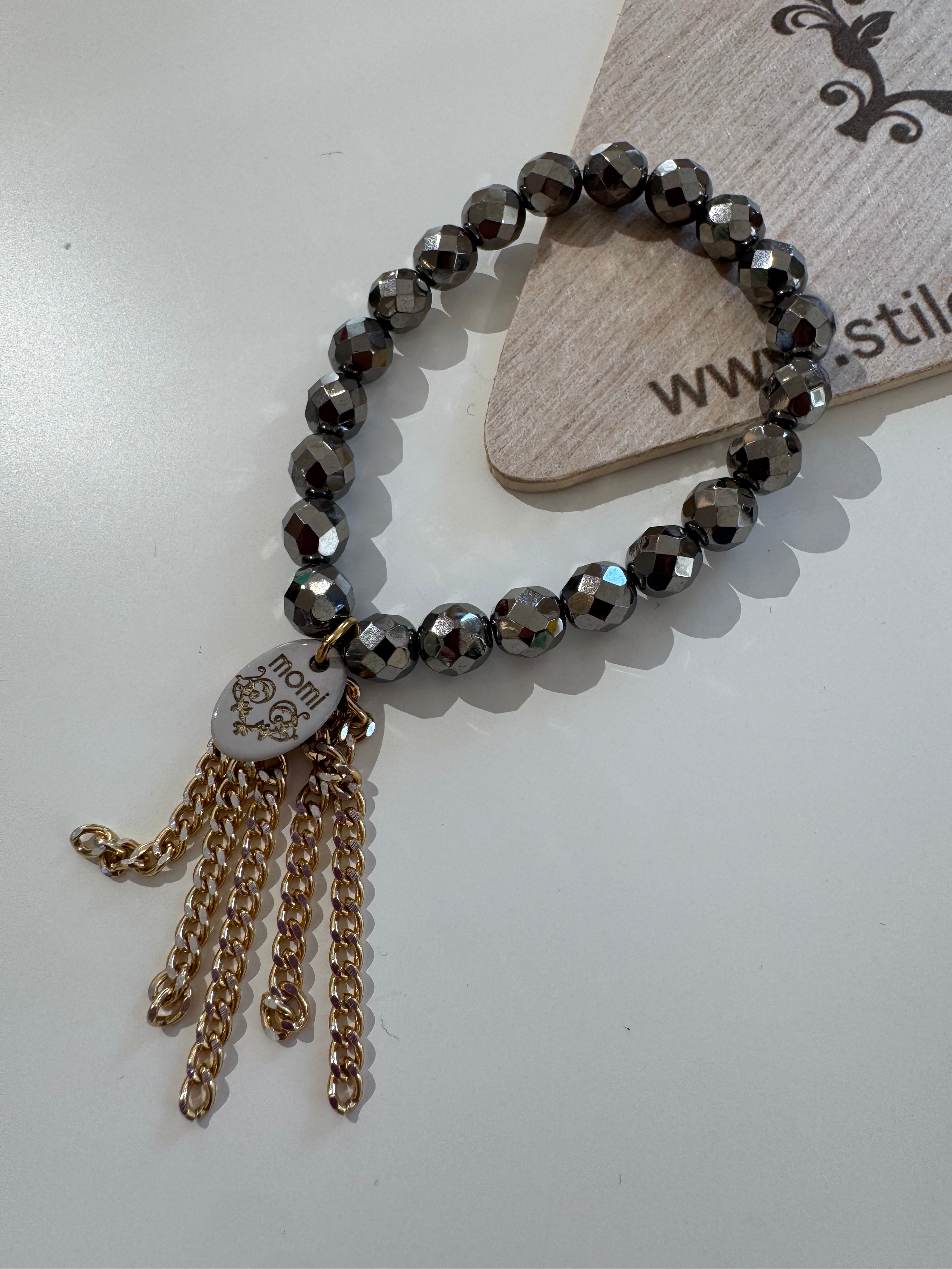 Bracciale con elastico Momi cristalli e ciondoli