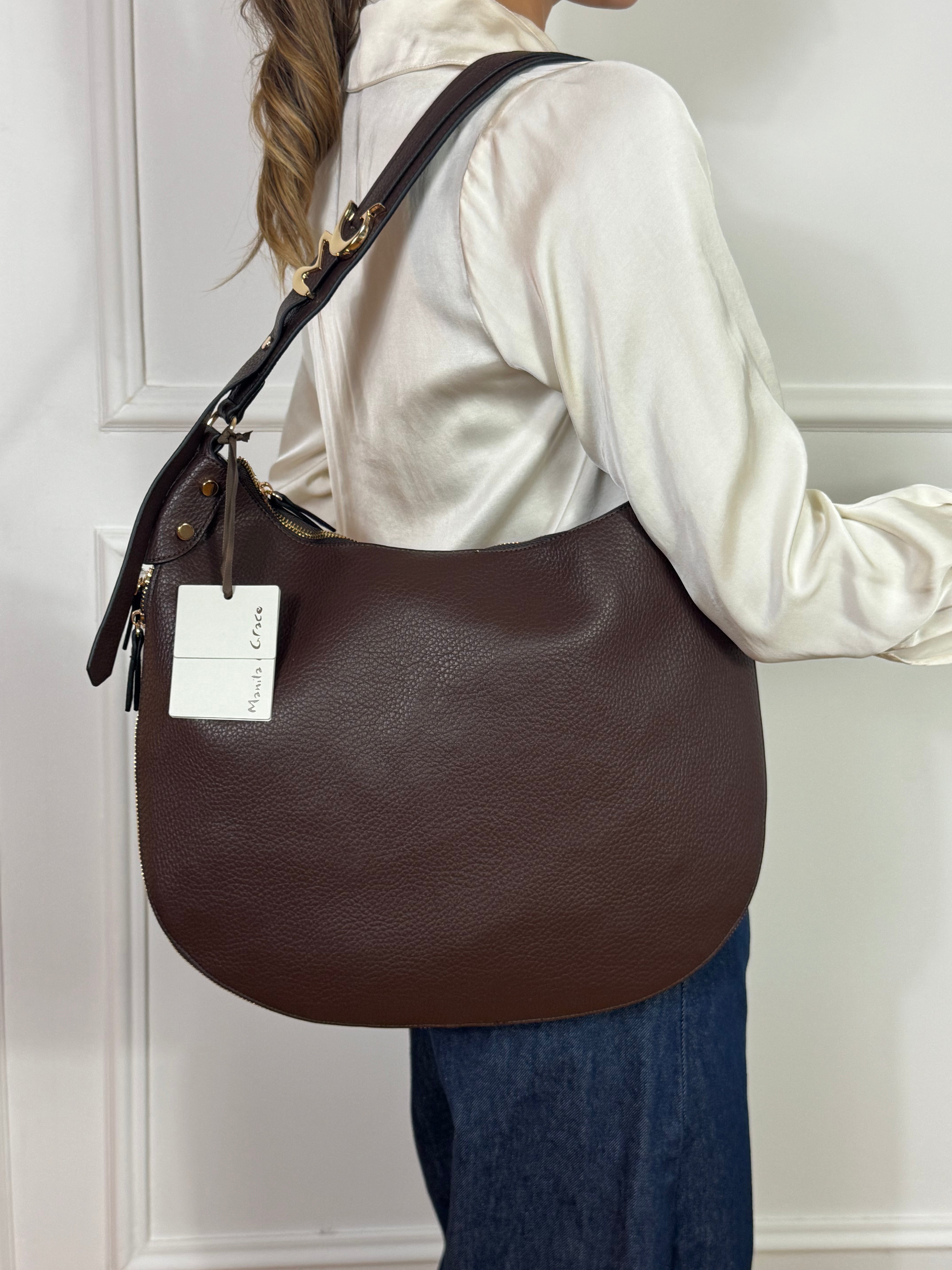 Borsa a sacca SHOULDER BAG Manila Grace con LOGO - CERNIERA ESPANDIBILE