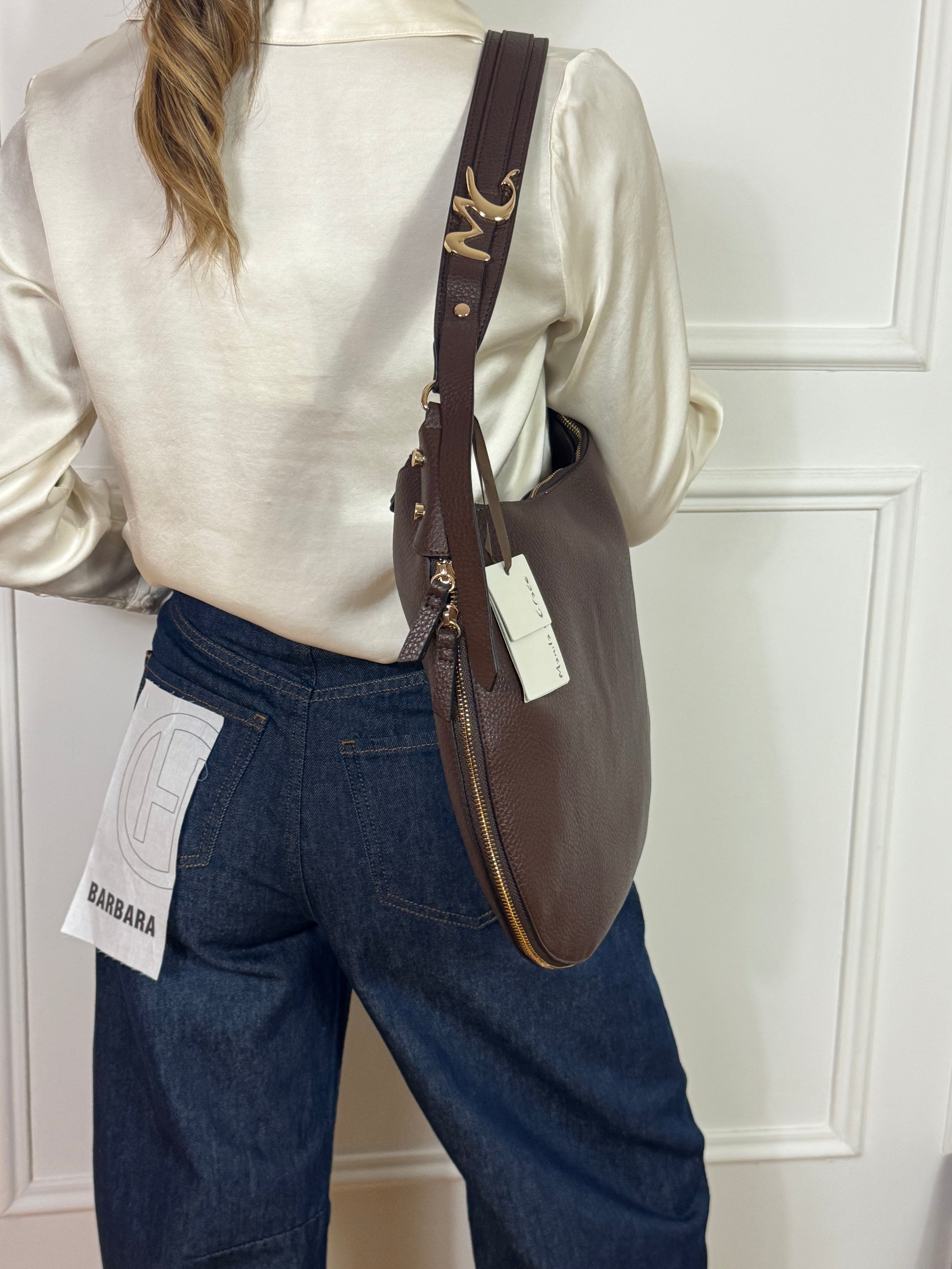 Borsa a sacca SHOULDER BAG Manila Grace con LOGO - CERNIERA ESPANDIBILE
