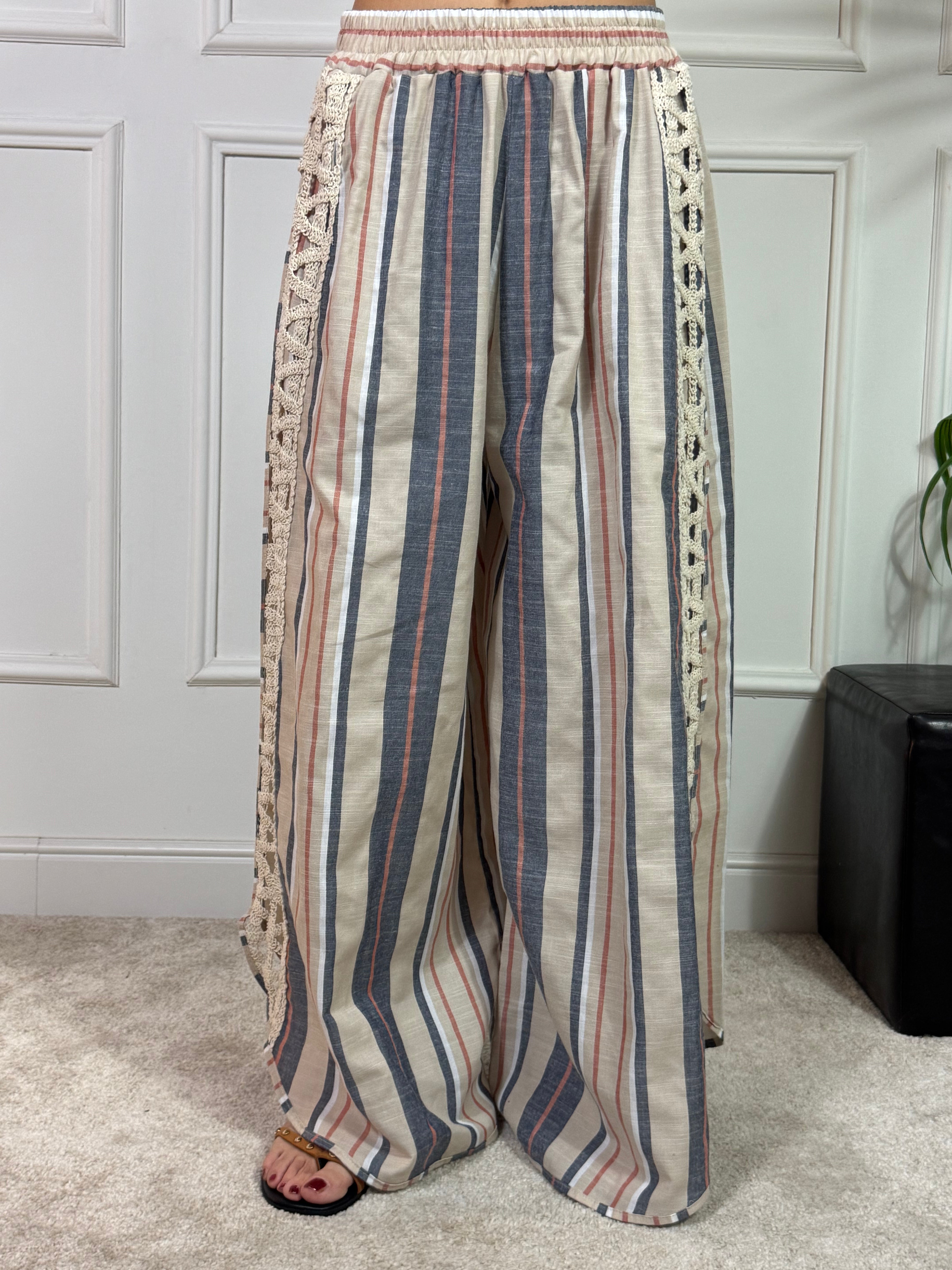 PANTALONE PALAZZO Victoria ILMH RIGHE - MACRAME'