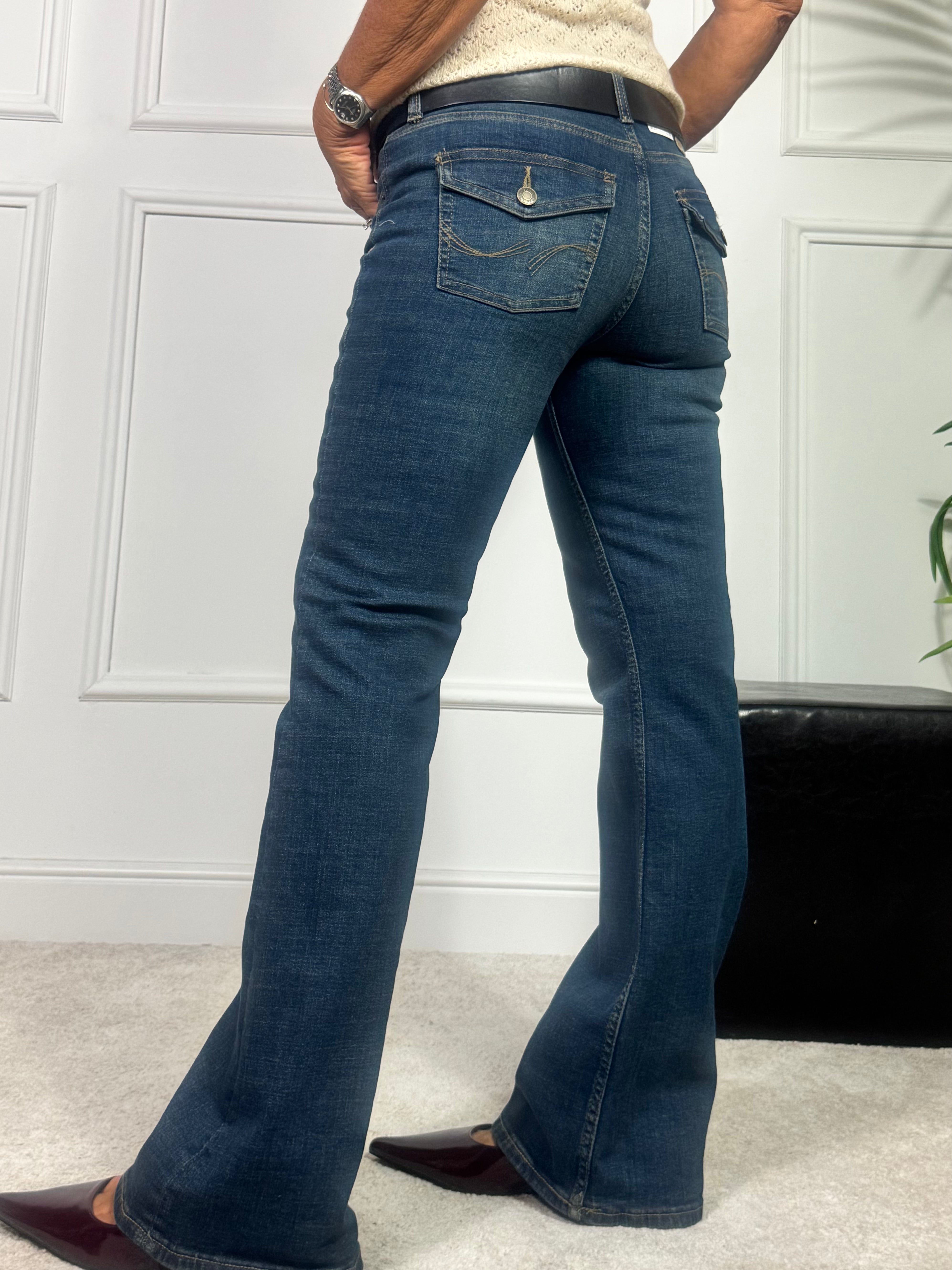 Jeans JJXX TEXAS FLARED LOW WAIST - TASCHE POSTERIORI CON BOTTONI - BLUE DENIM