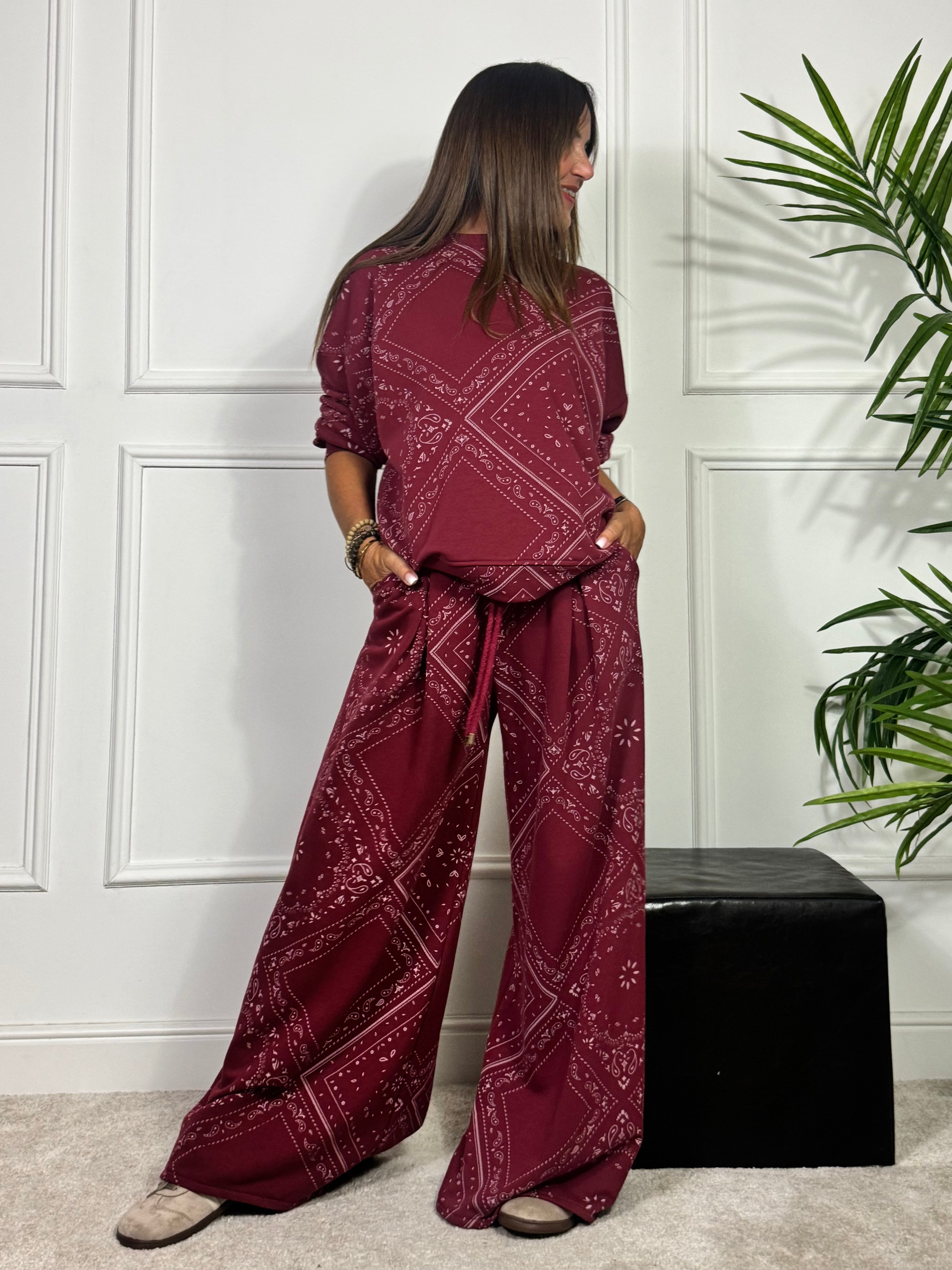 PANTALONE in felpa garzata PALAZZO Kikisix fantasia BANDANA