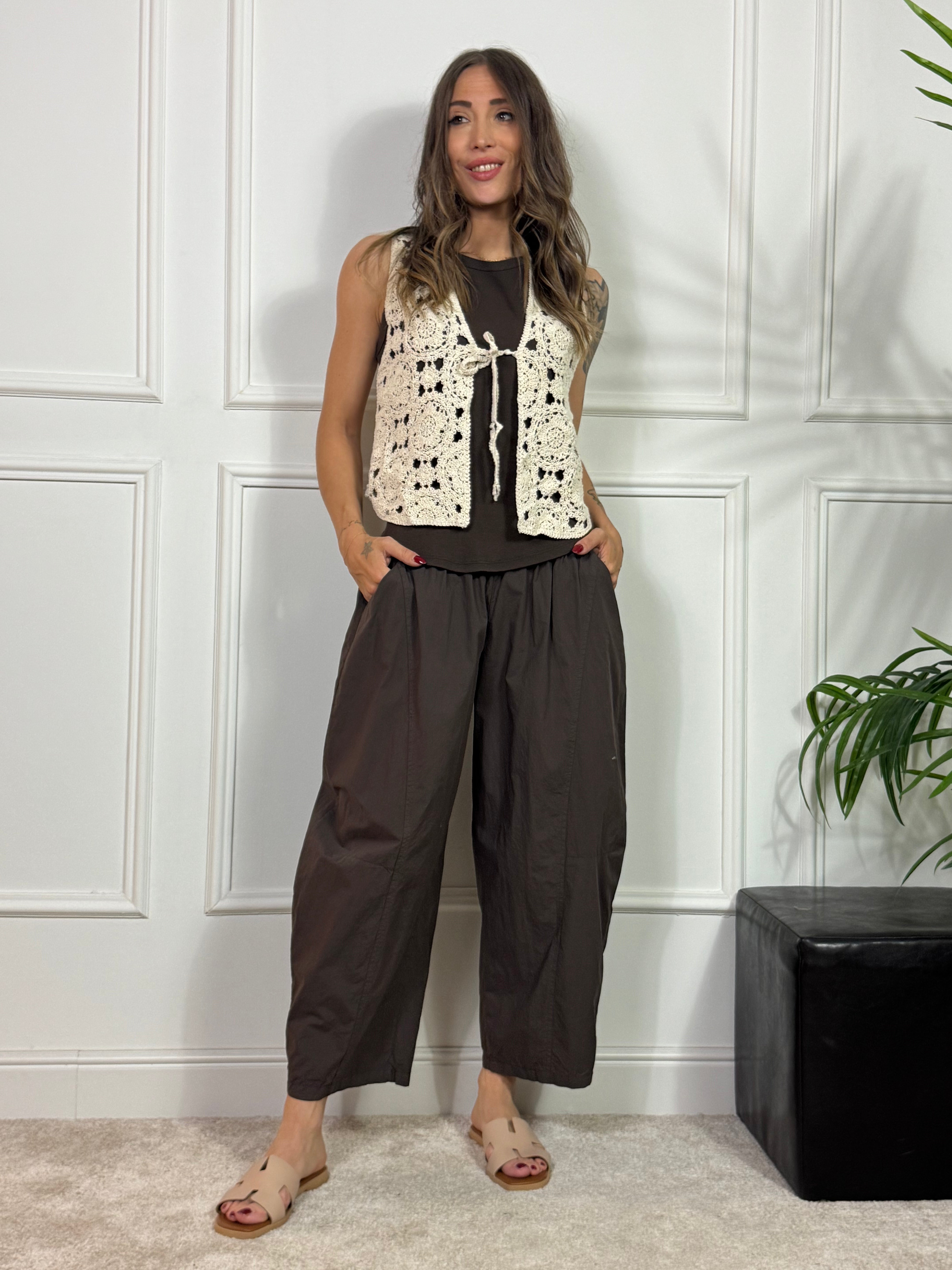 Pantalone BARREL CROPPED in cotone Victoria ILMH COMODO
