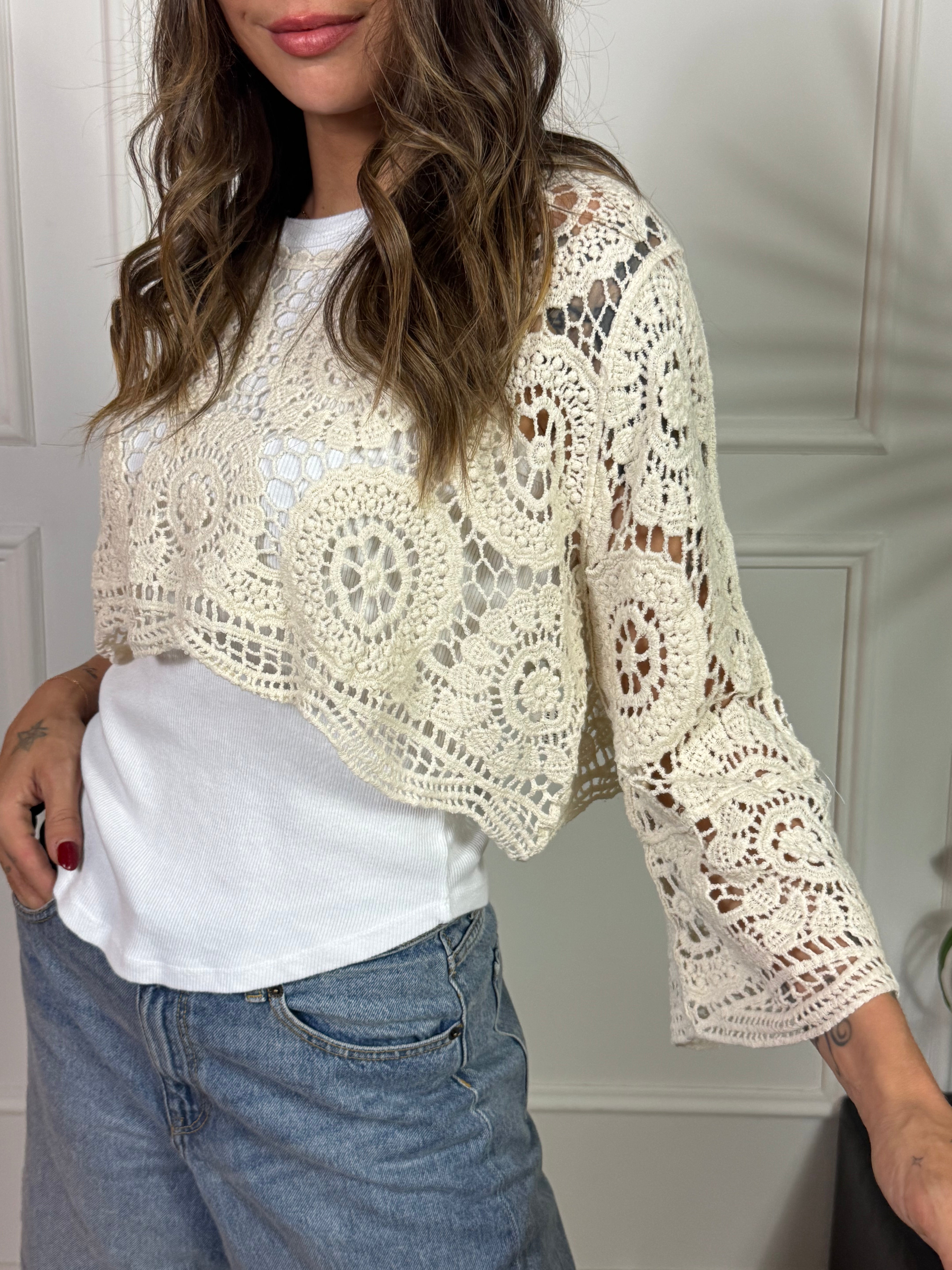 MAGLIA TRAFORATA CROCHET Victoria ILMH CROP