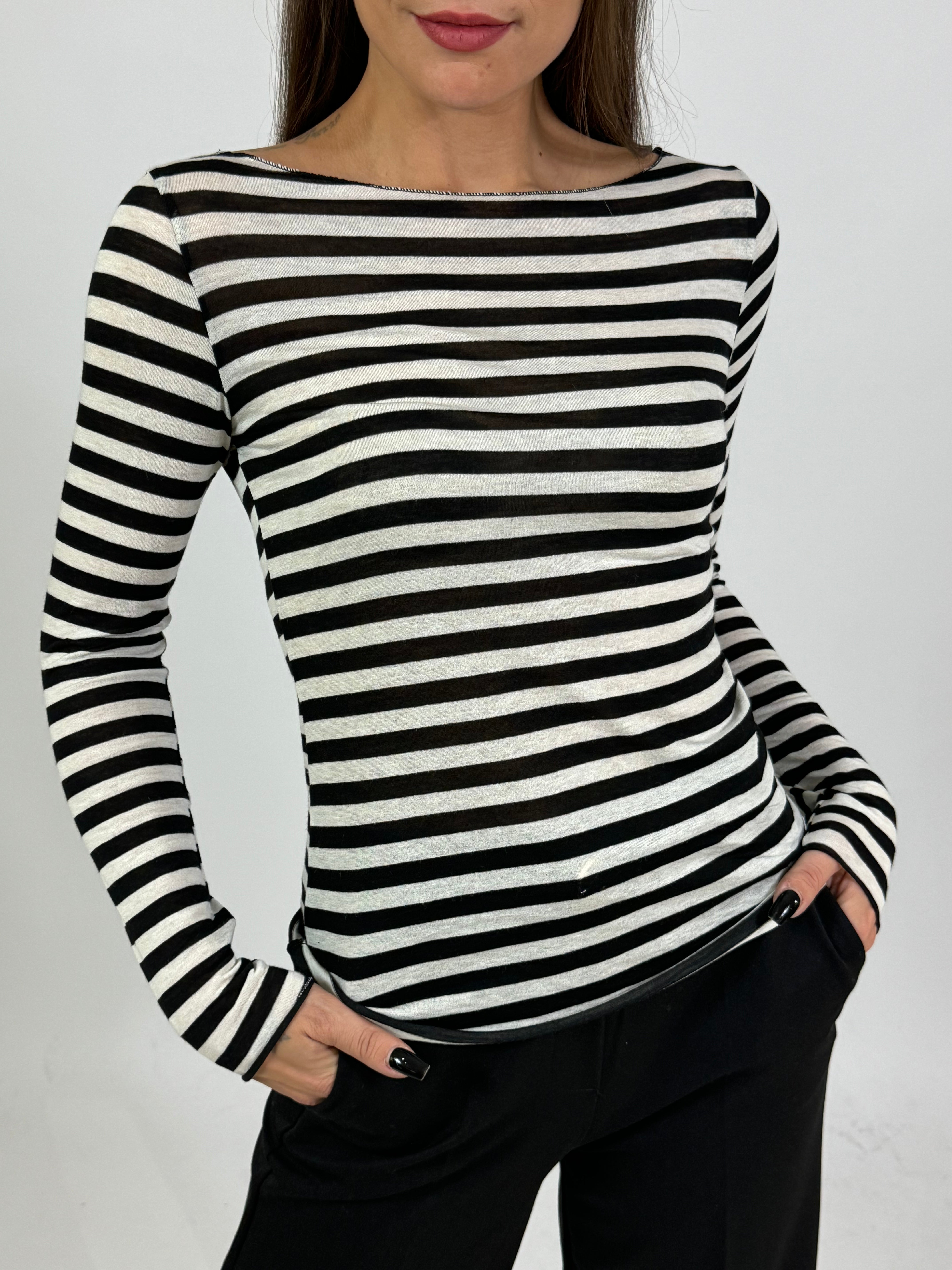 Maglia sottile in misto cashmere Susy Mix a righe