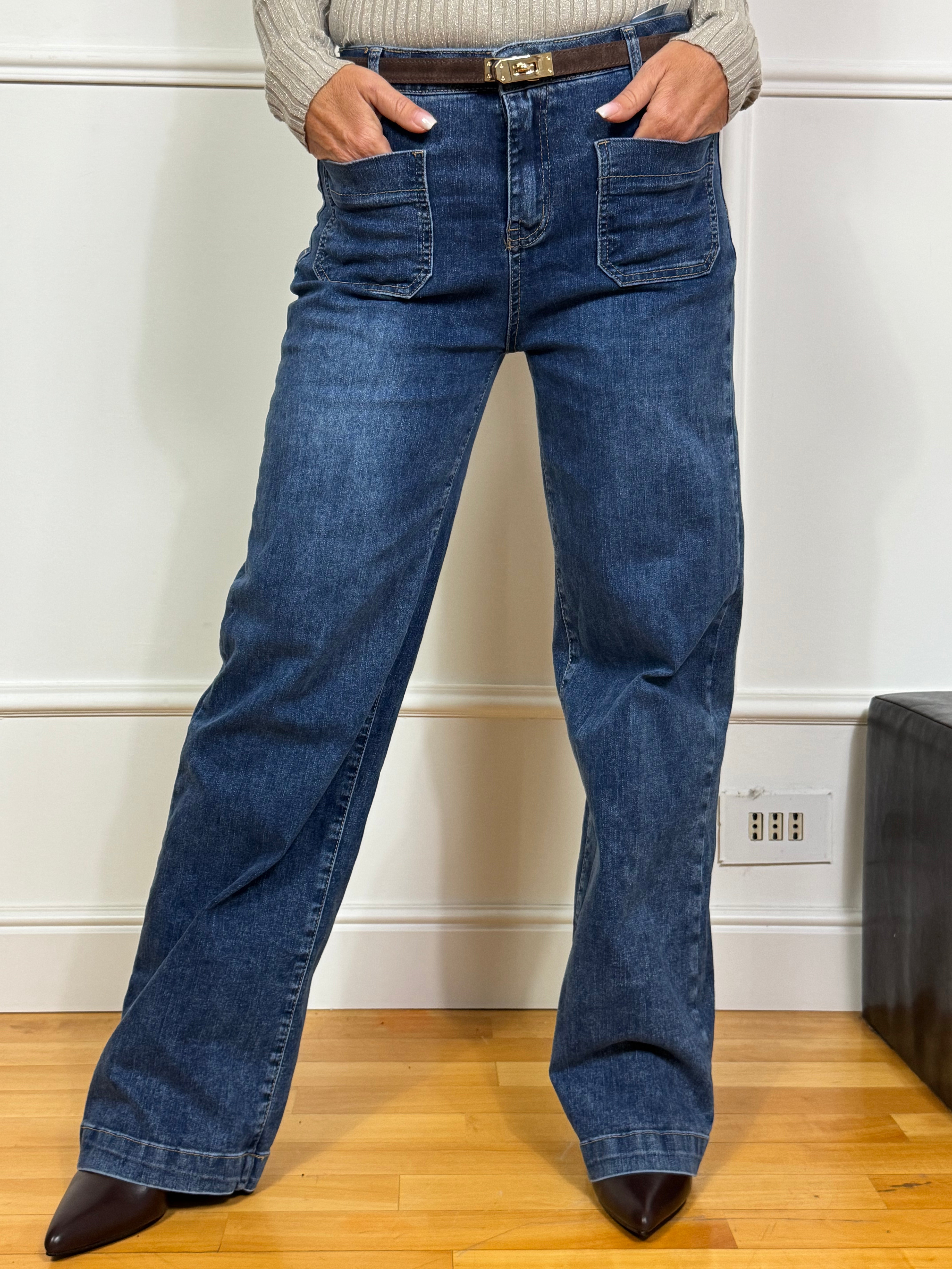 Jeans Victoria ILMH WIDE LEG CON TASCHINI FRONTALI