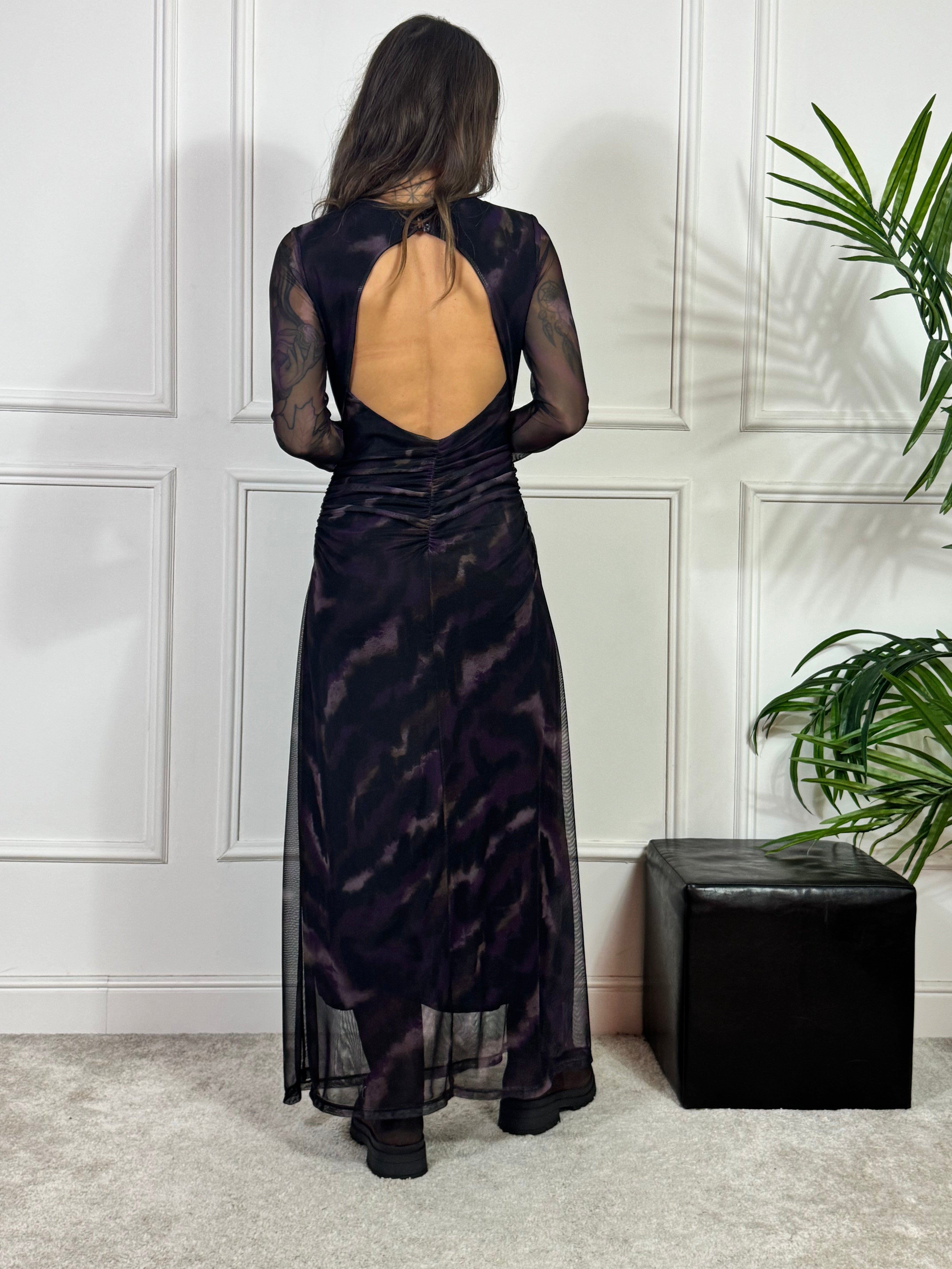 Abito LUNGO TULLE apertura schiena Susy Mix VIOLA