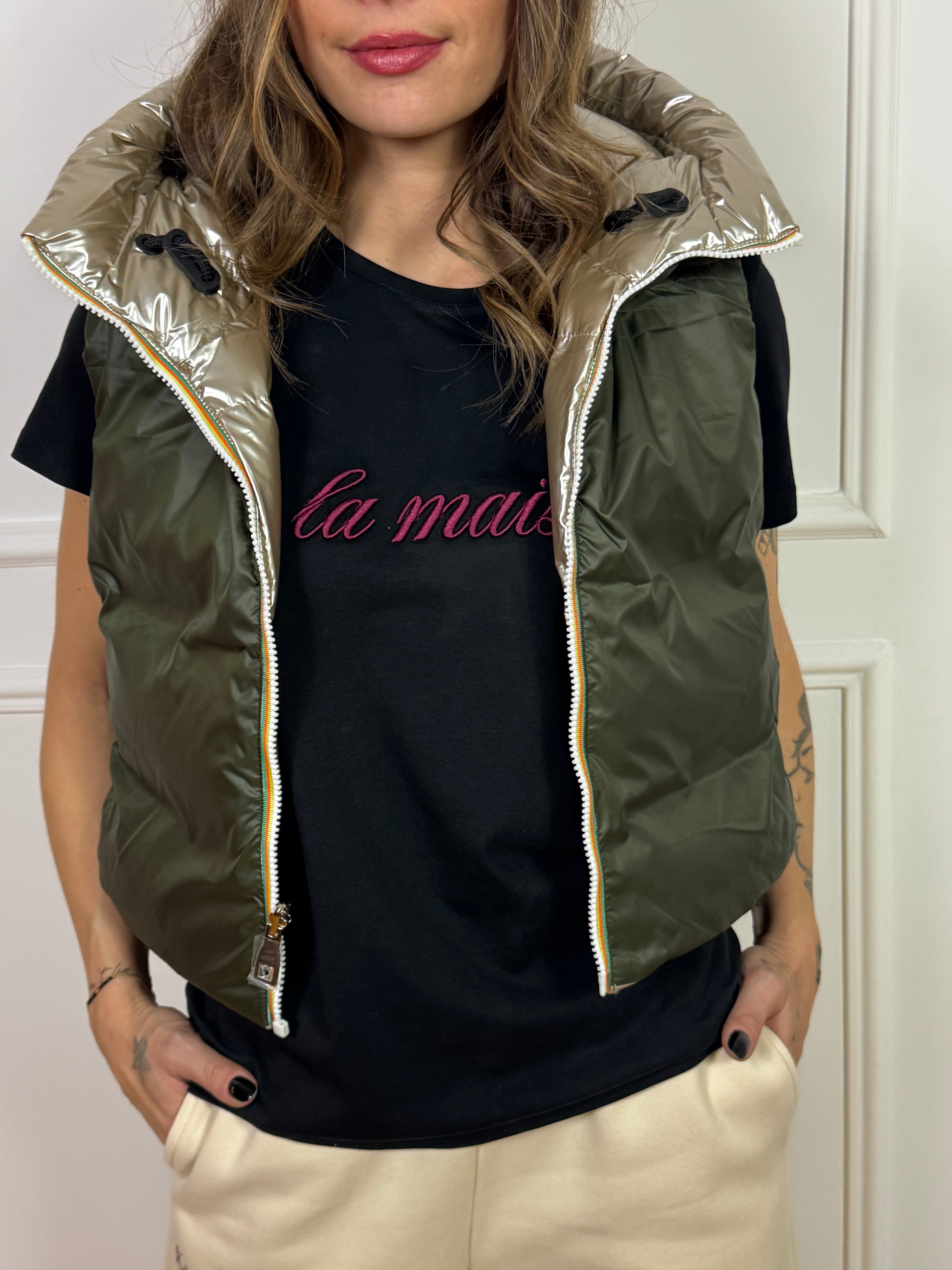 Piumino davantino Kontatto double-face con cappuccio