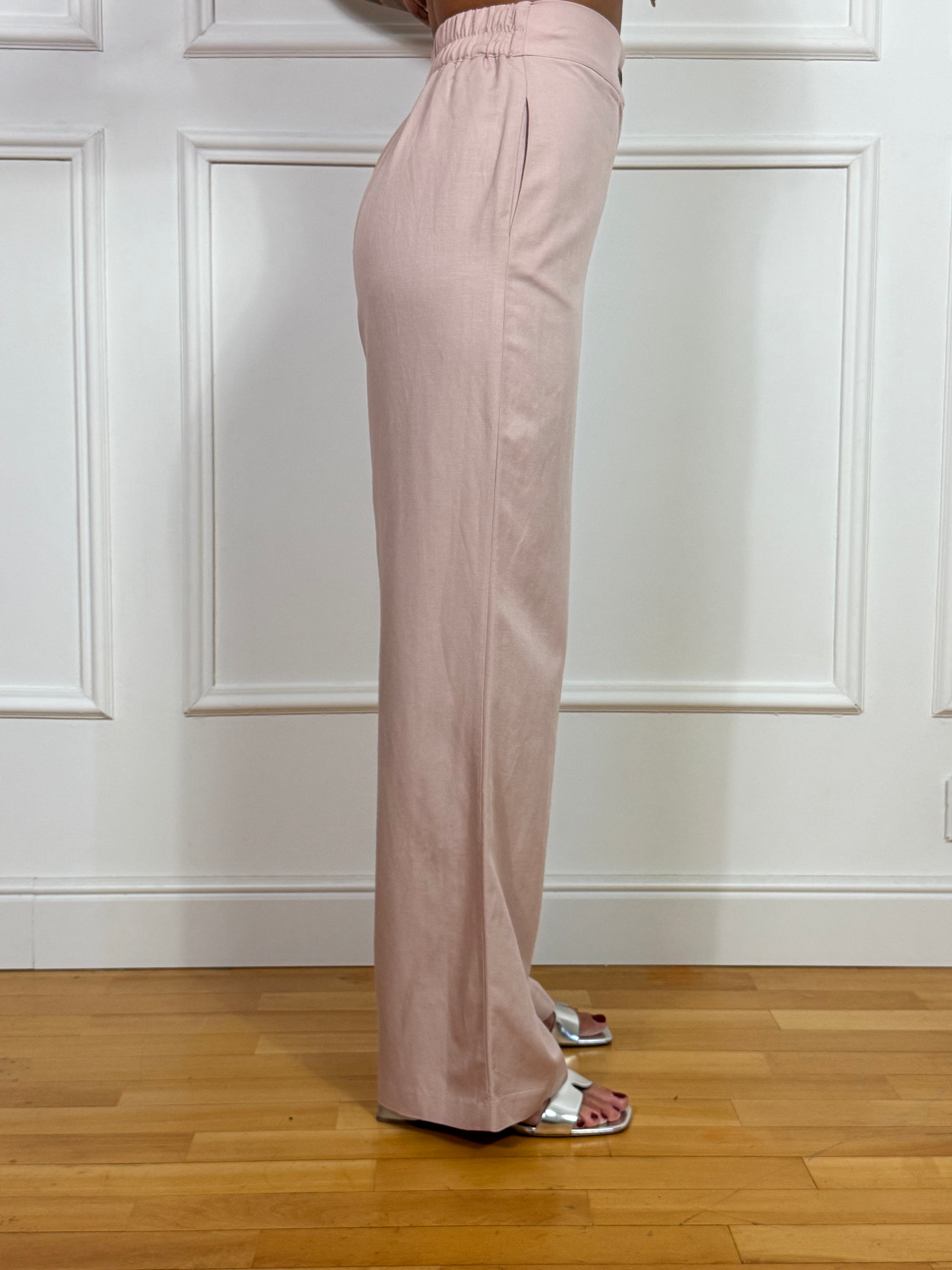 Set Completo in viscosa e lino Susy Mix GILET SCOLLO SCHIENA + PANTALONE A PALAZZO