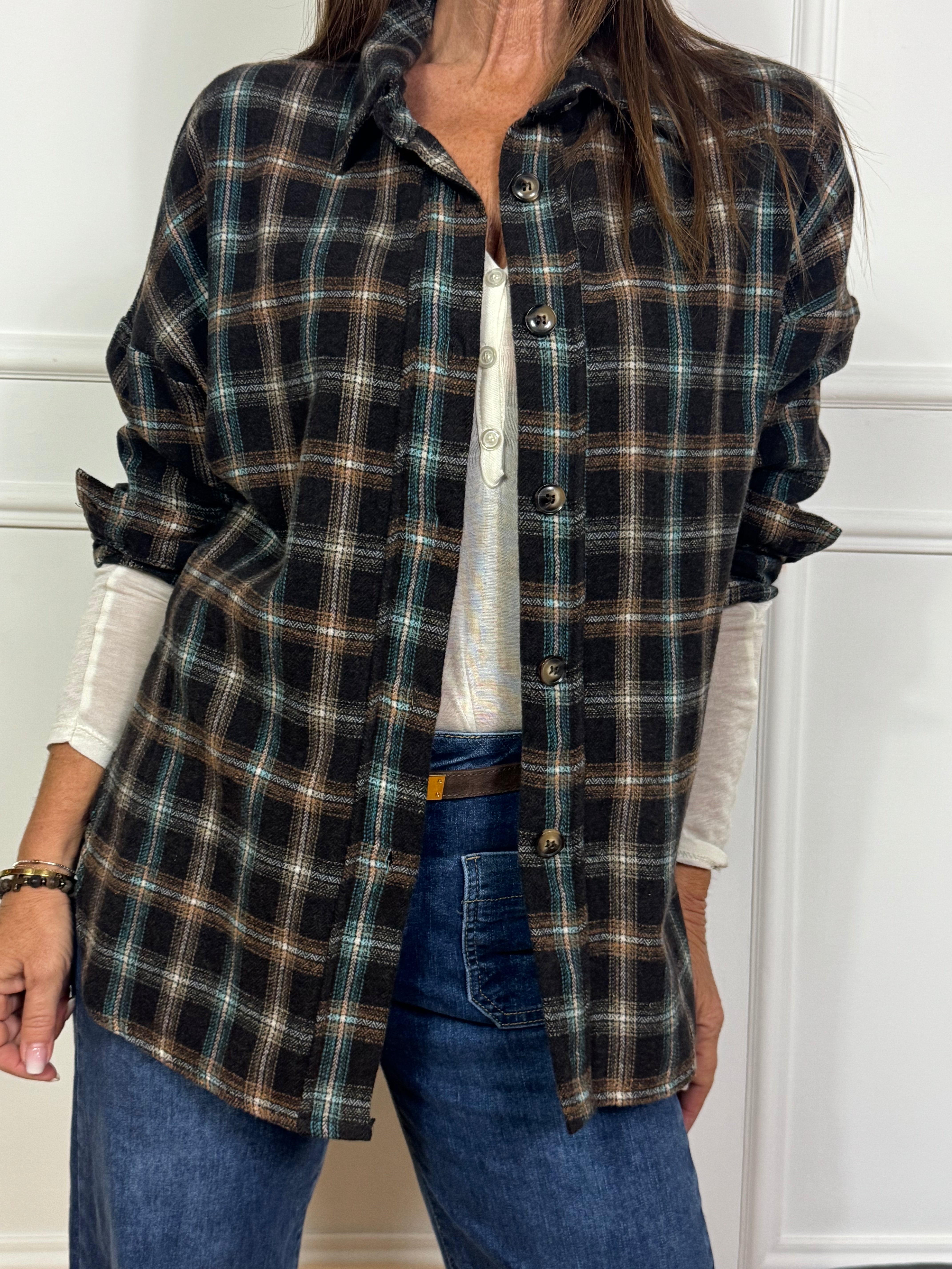 Camicia oversize in flanella Victoria ILMH fantasia scozzese