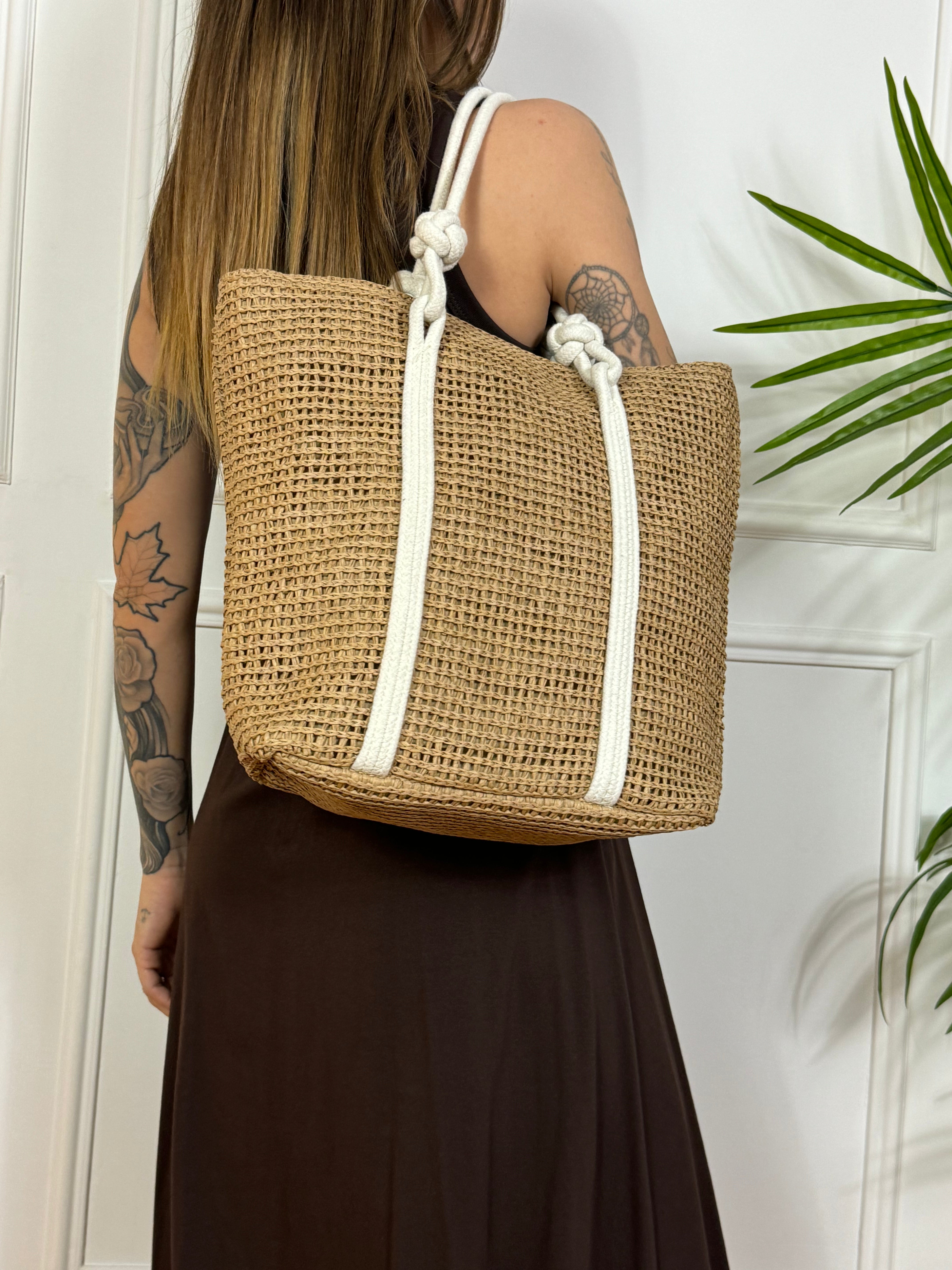 Borsa SHOPPER in paglia e corda