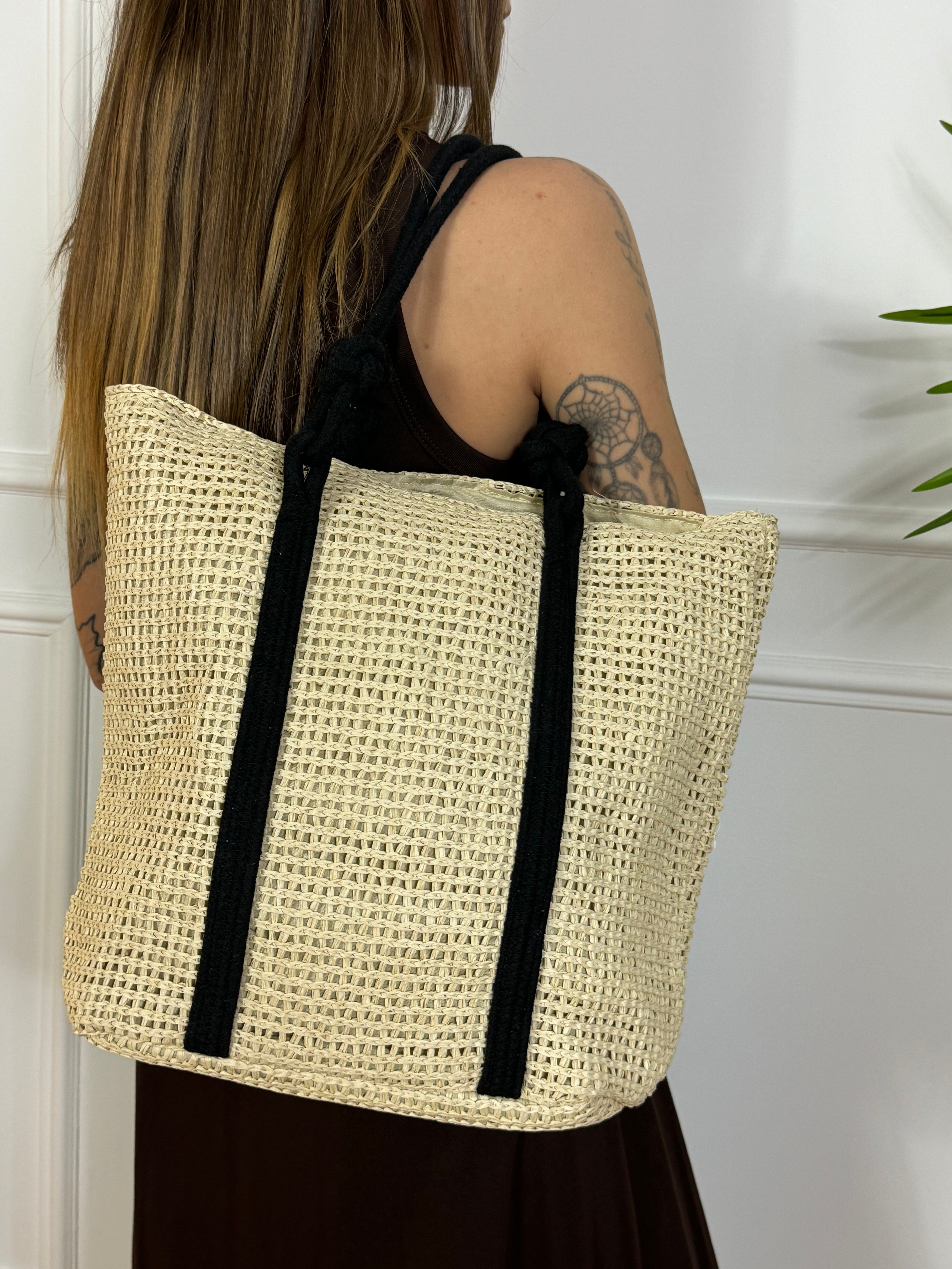 Borsa SHOPPER in paglia e corda