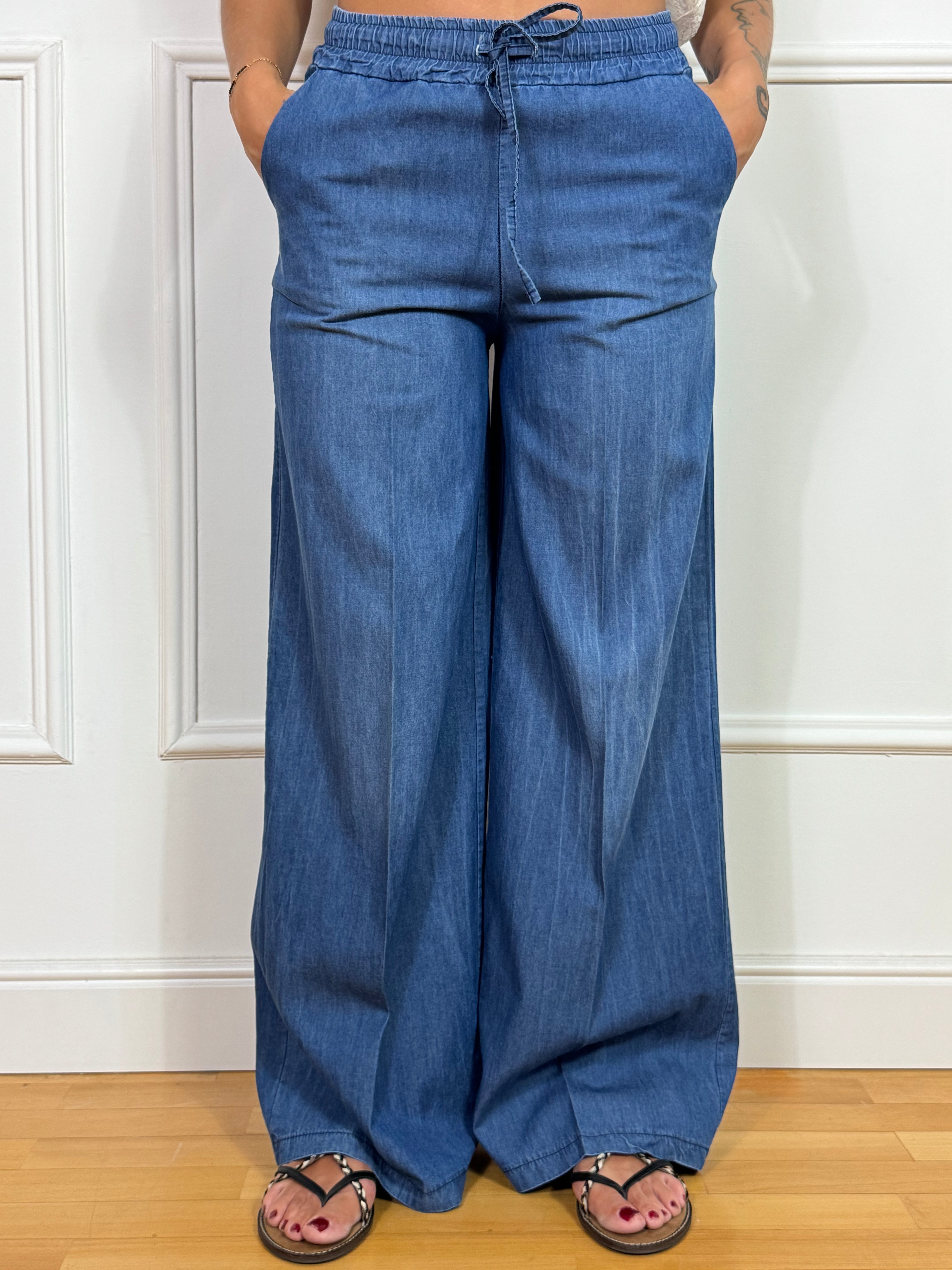 Pantalone ampio chambray Susy Mix con coulisse