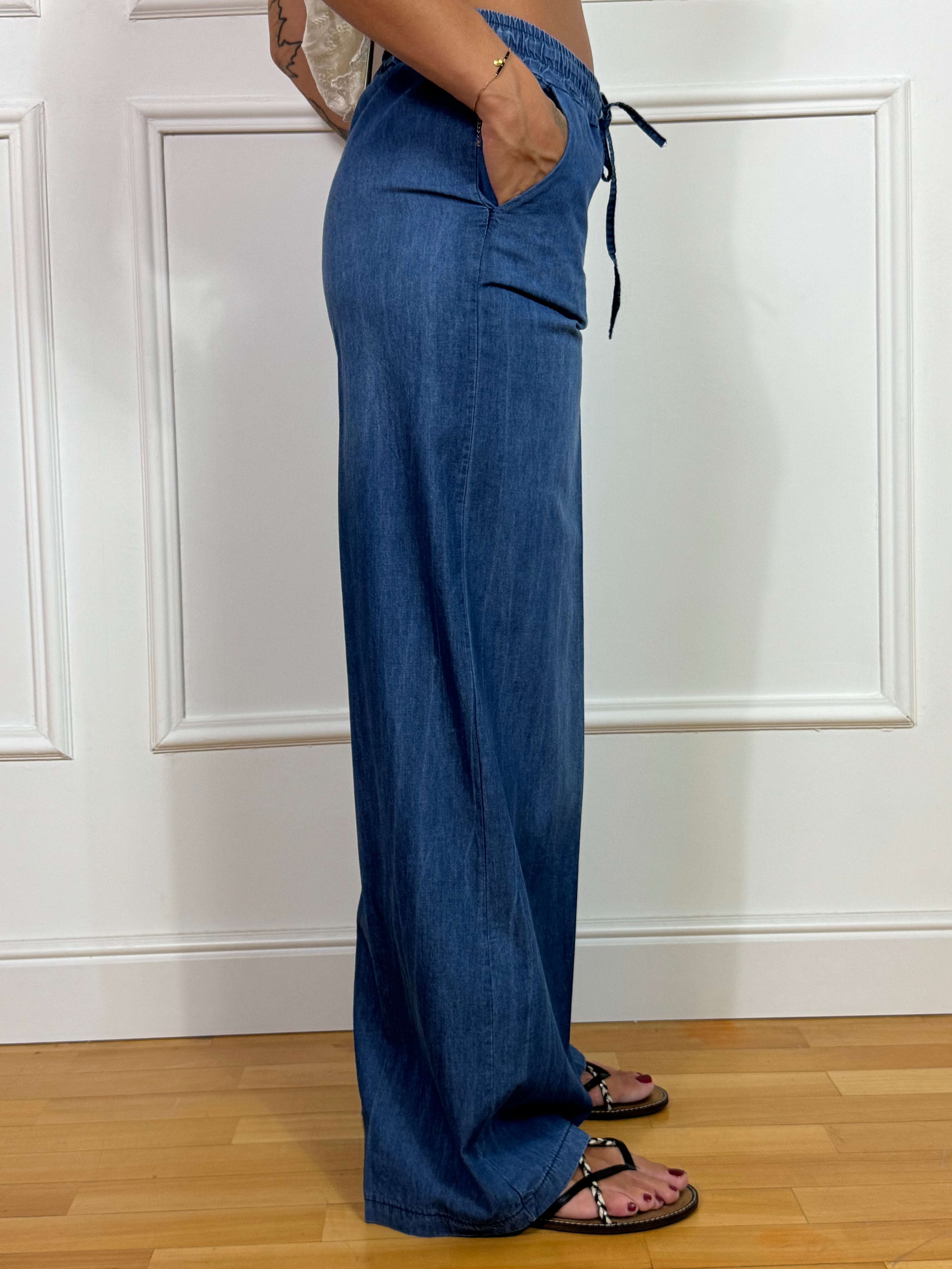 Pantalone ampio chambray Susy Mix con coulisse