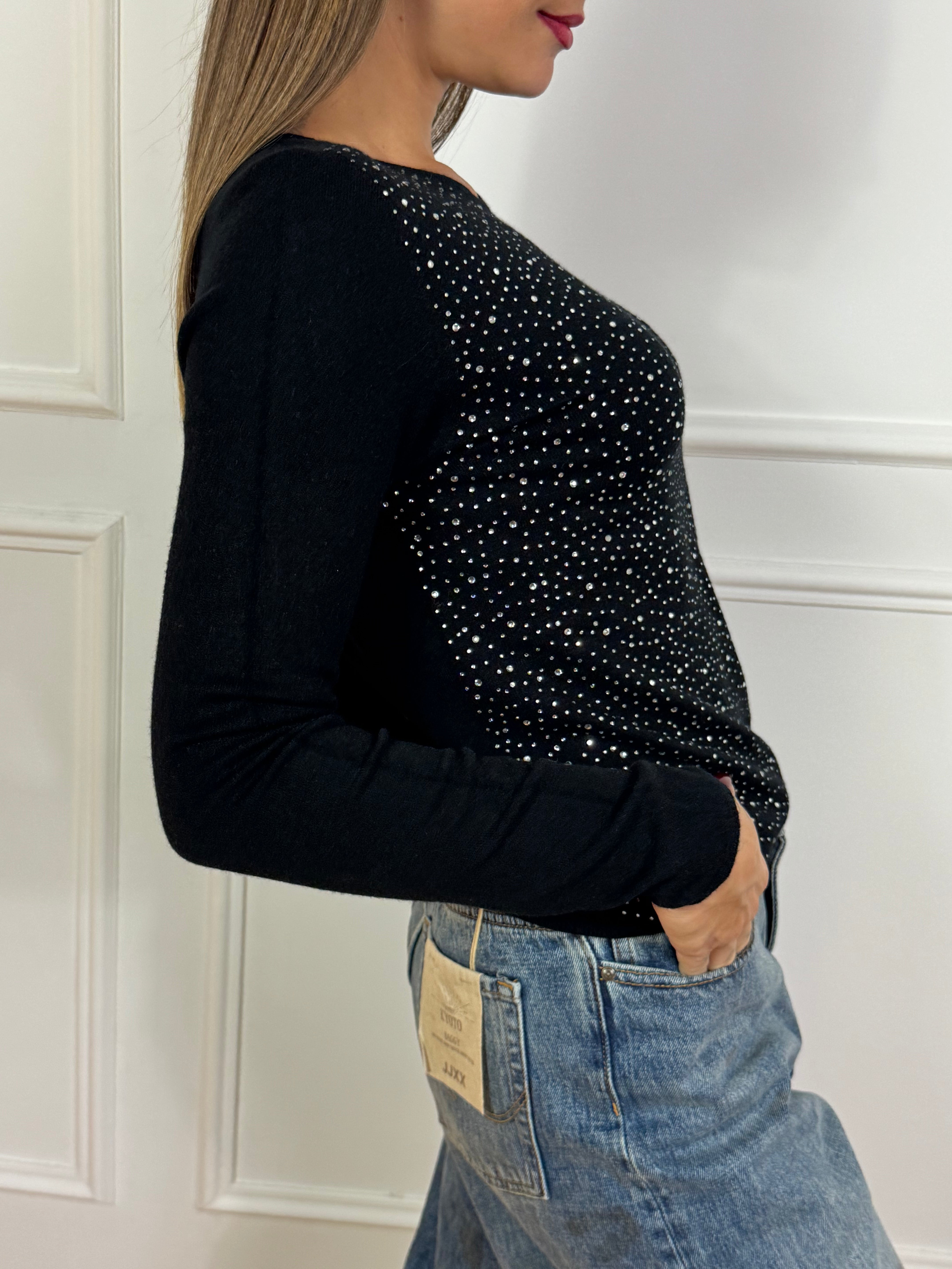 Maglia manica lunga Kikisix con TANTI BRILLANTINI DAVANTI
