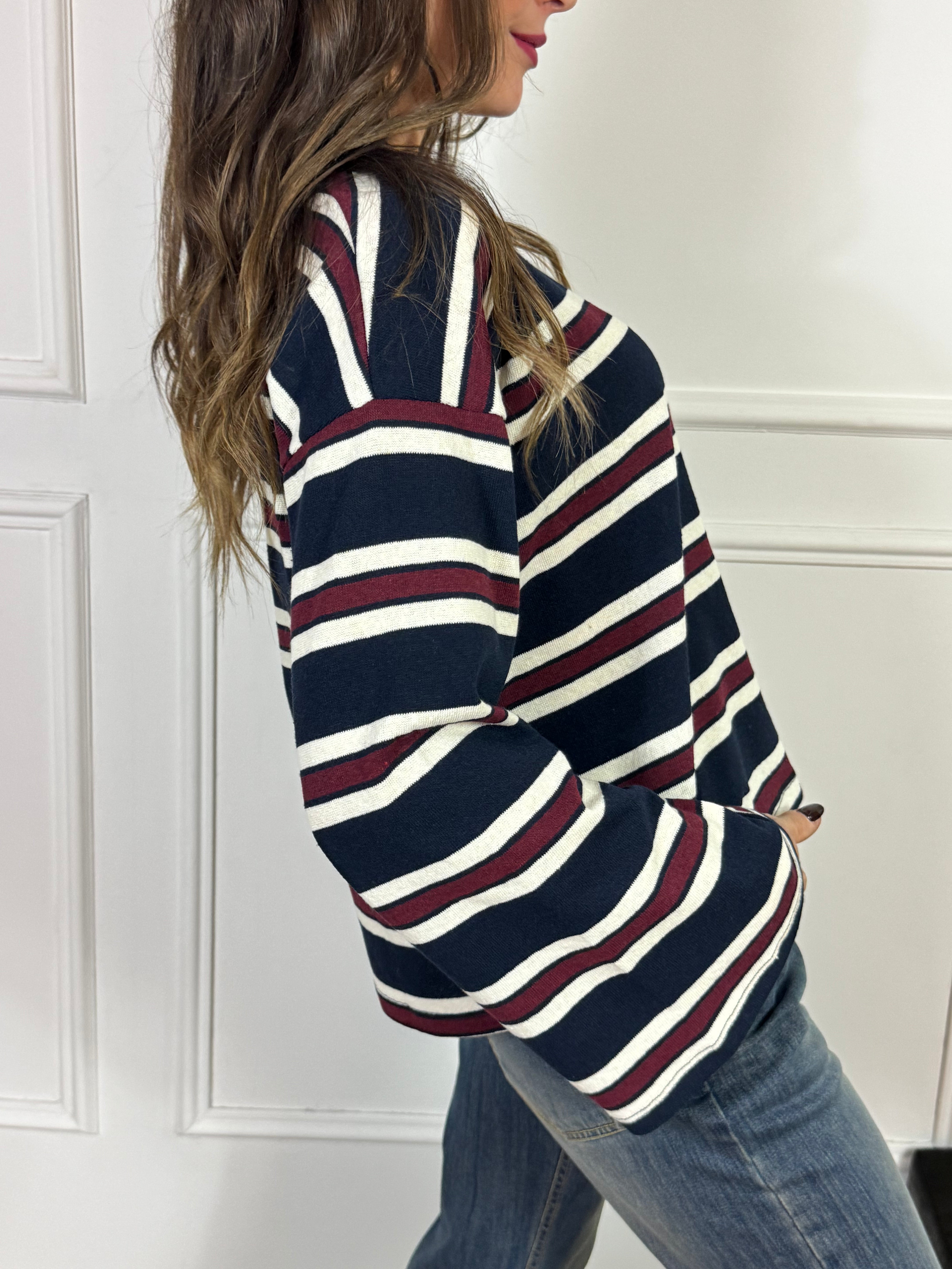 Maglia Susy Mix fantasia RIGHE MANICA AMPIA
