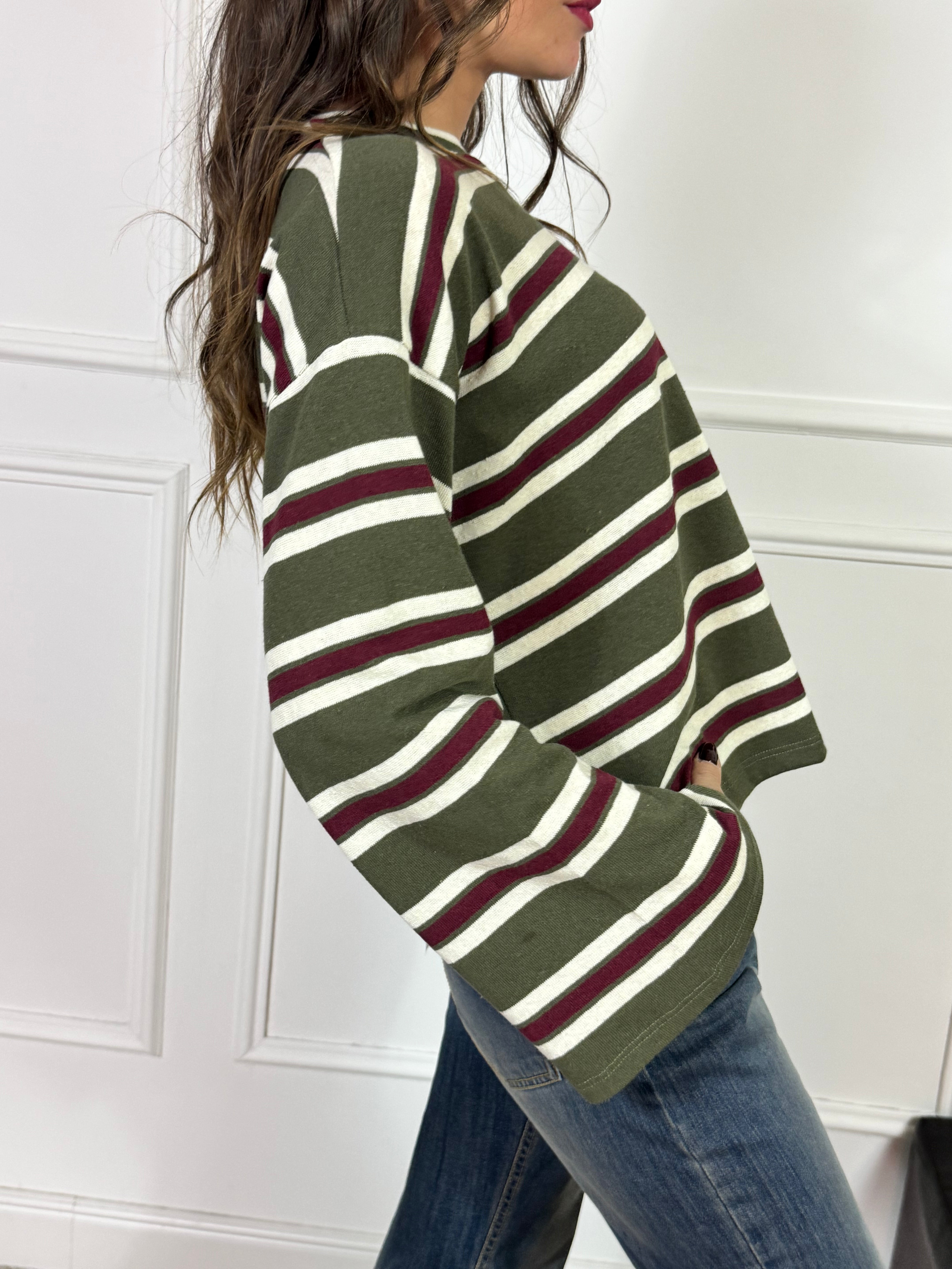 Maglia Susy Mix fantasia RIGHE MANICA AMPIA