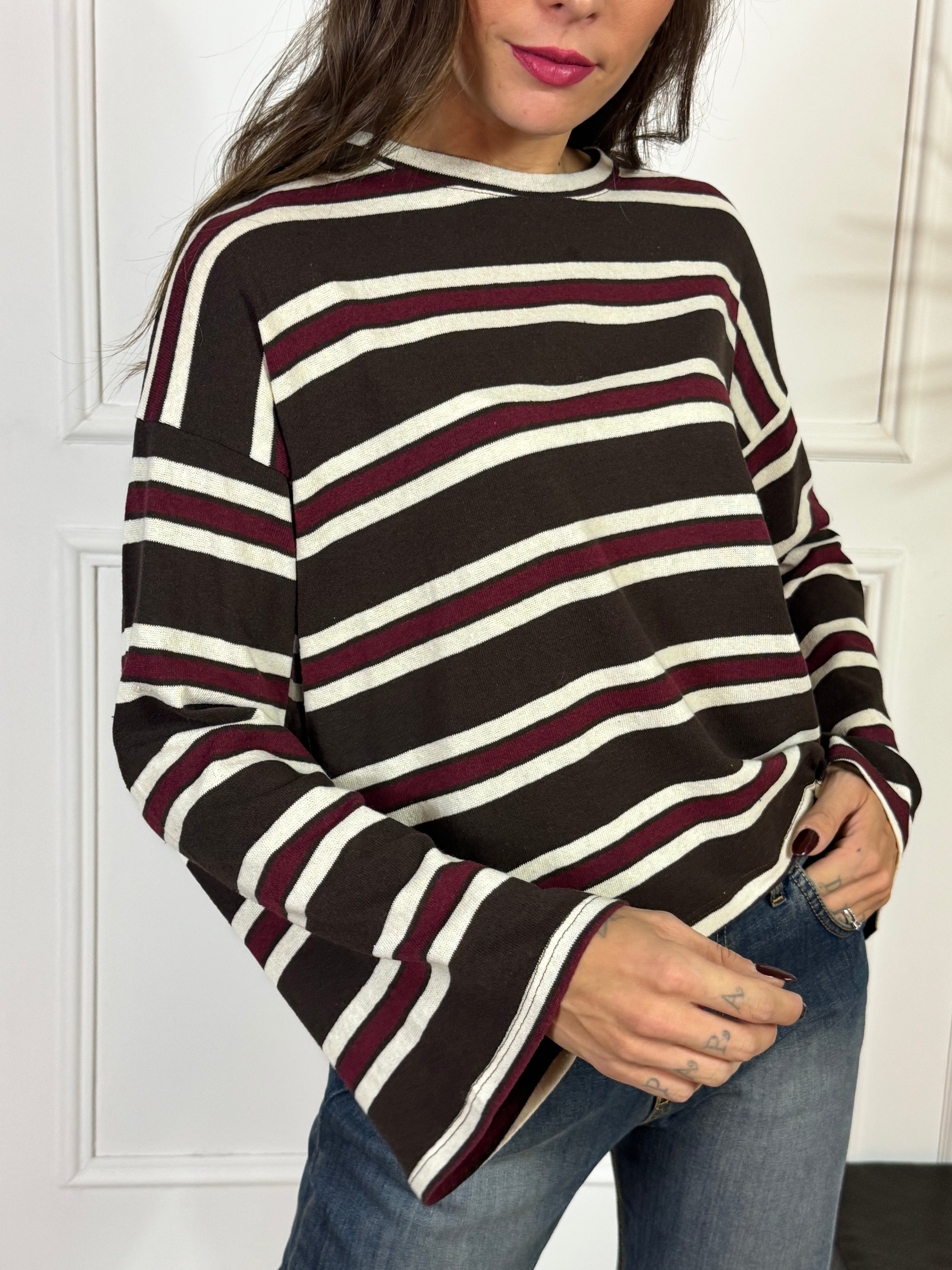 Maglia Susy Mix fantasia RIGHE MANICA AMPIA