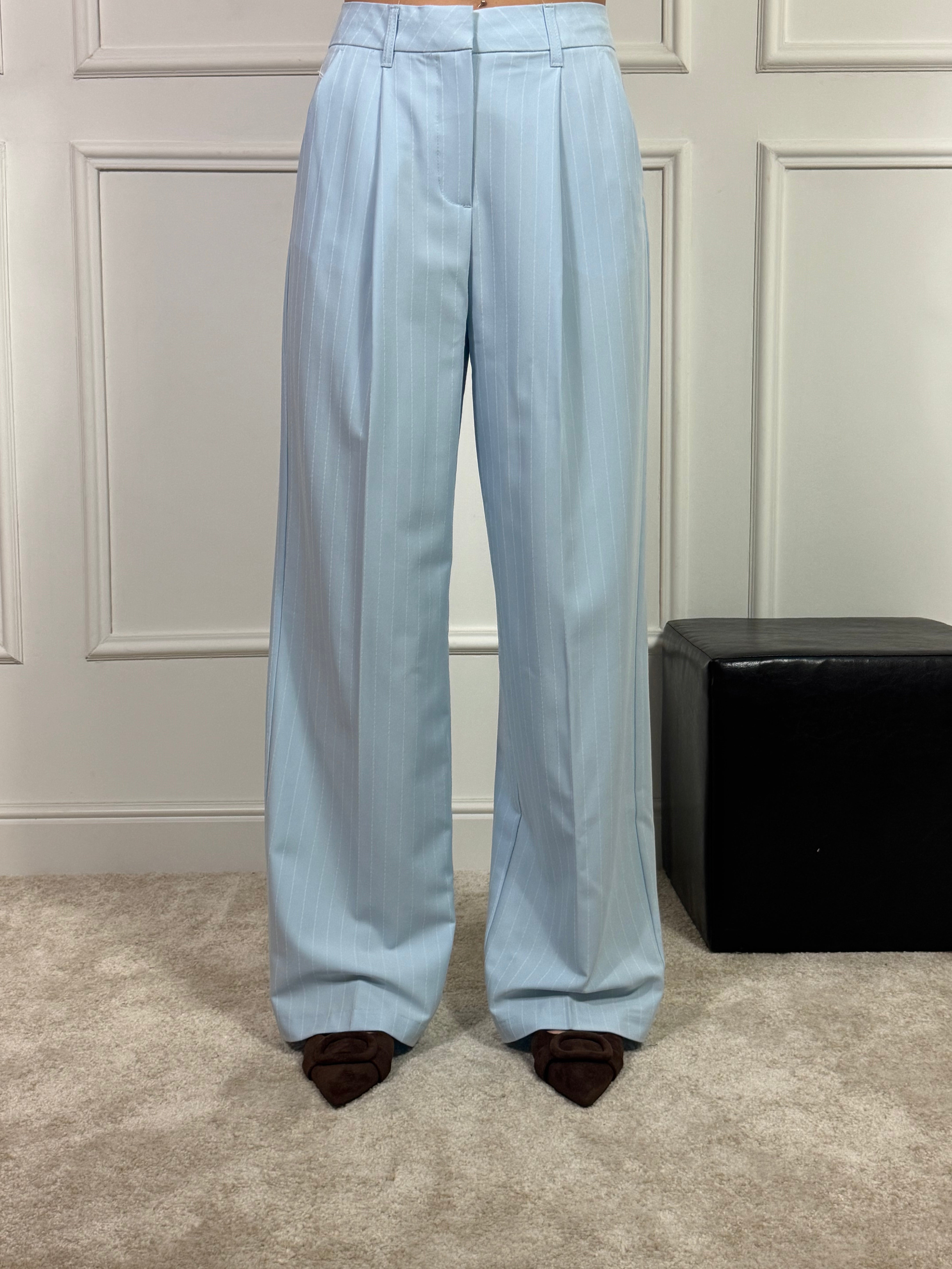 Pantalone JJXX modello ELLIS WIDE GESSATO - AZZURRO