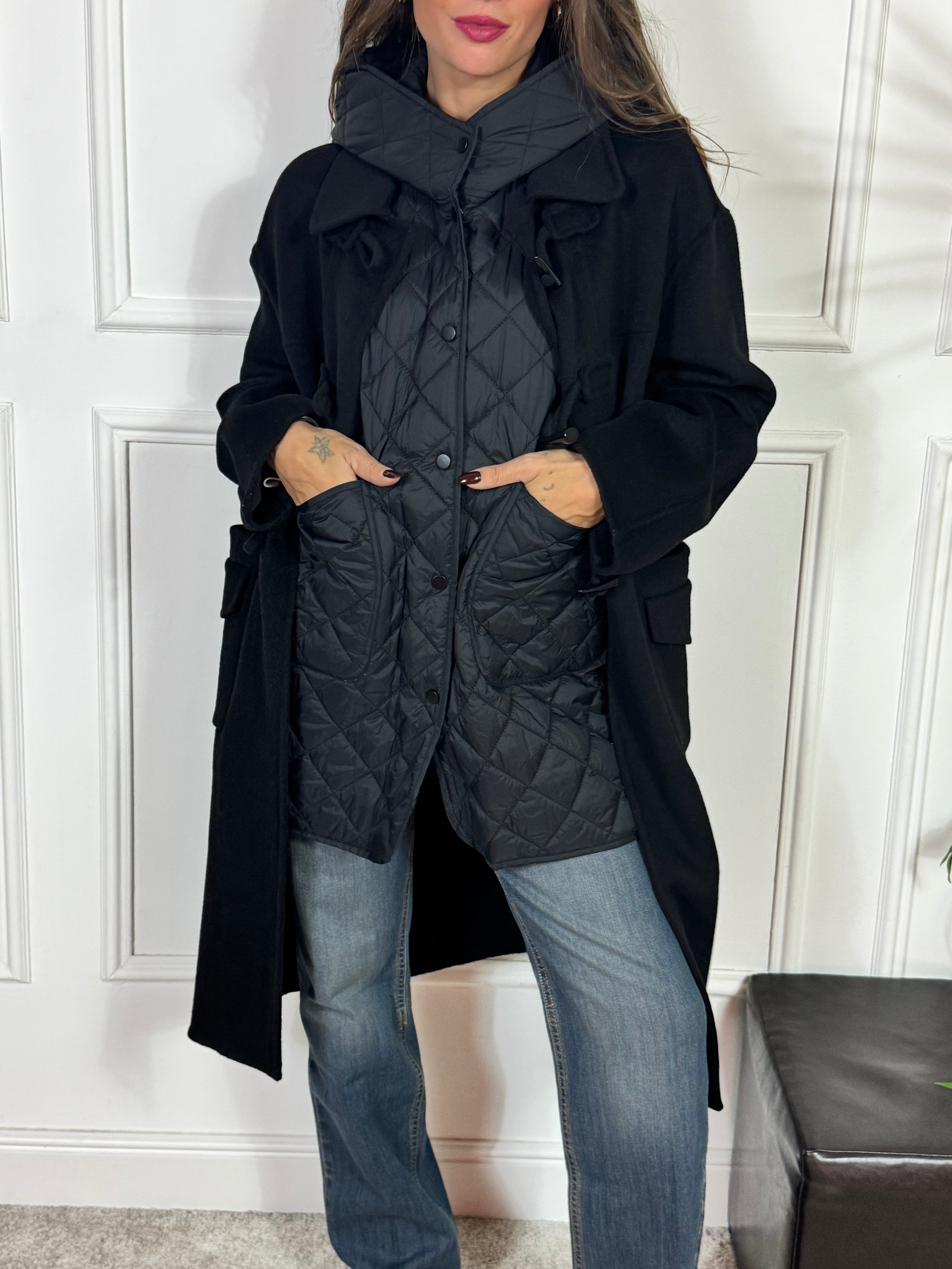 Cappotto montgomery + gilet con cappuccio Susy Mix