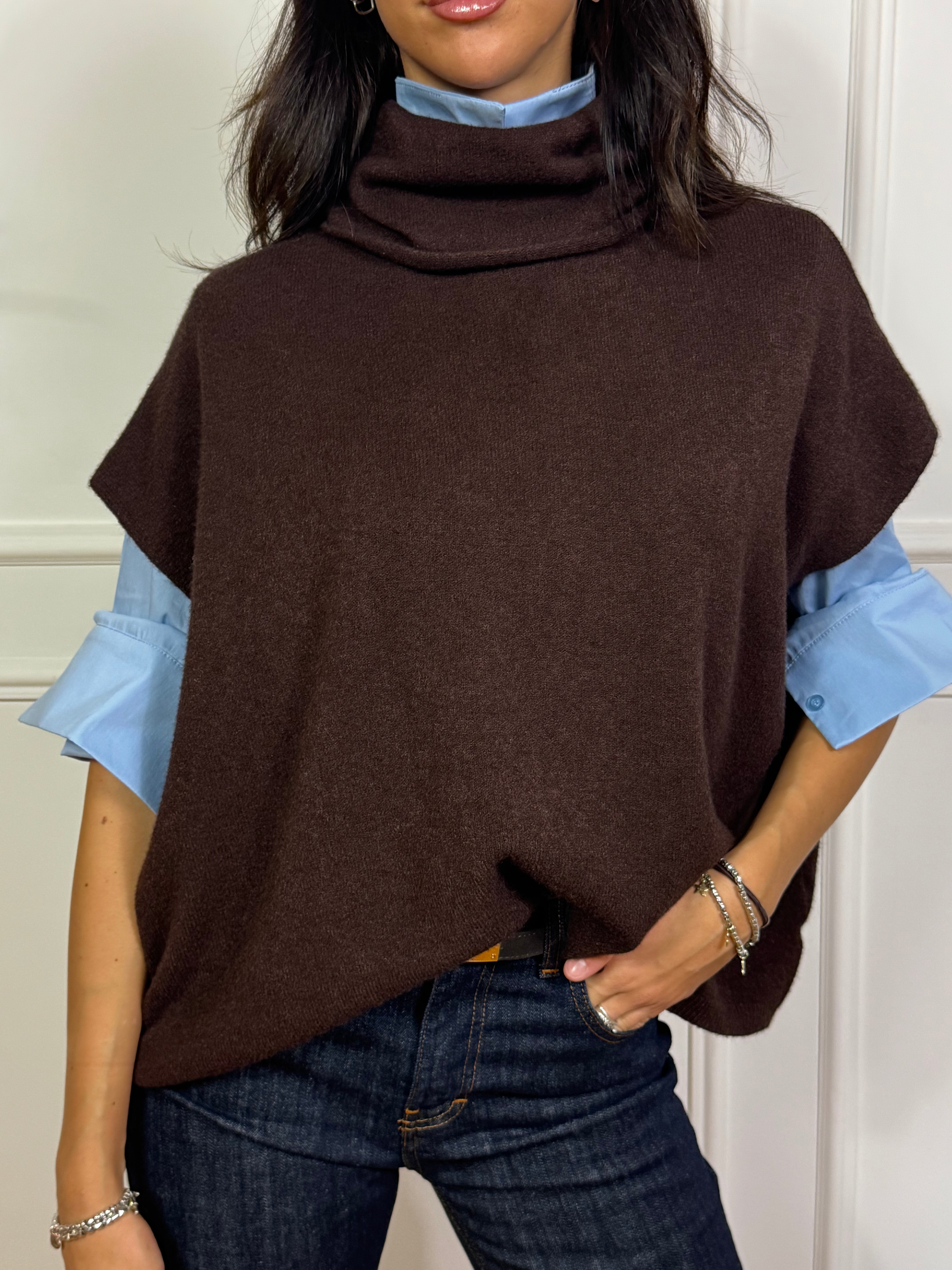 Maglia poncho collo alto Kikisix