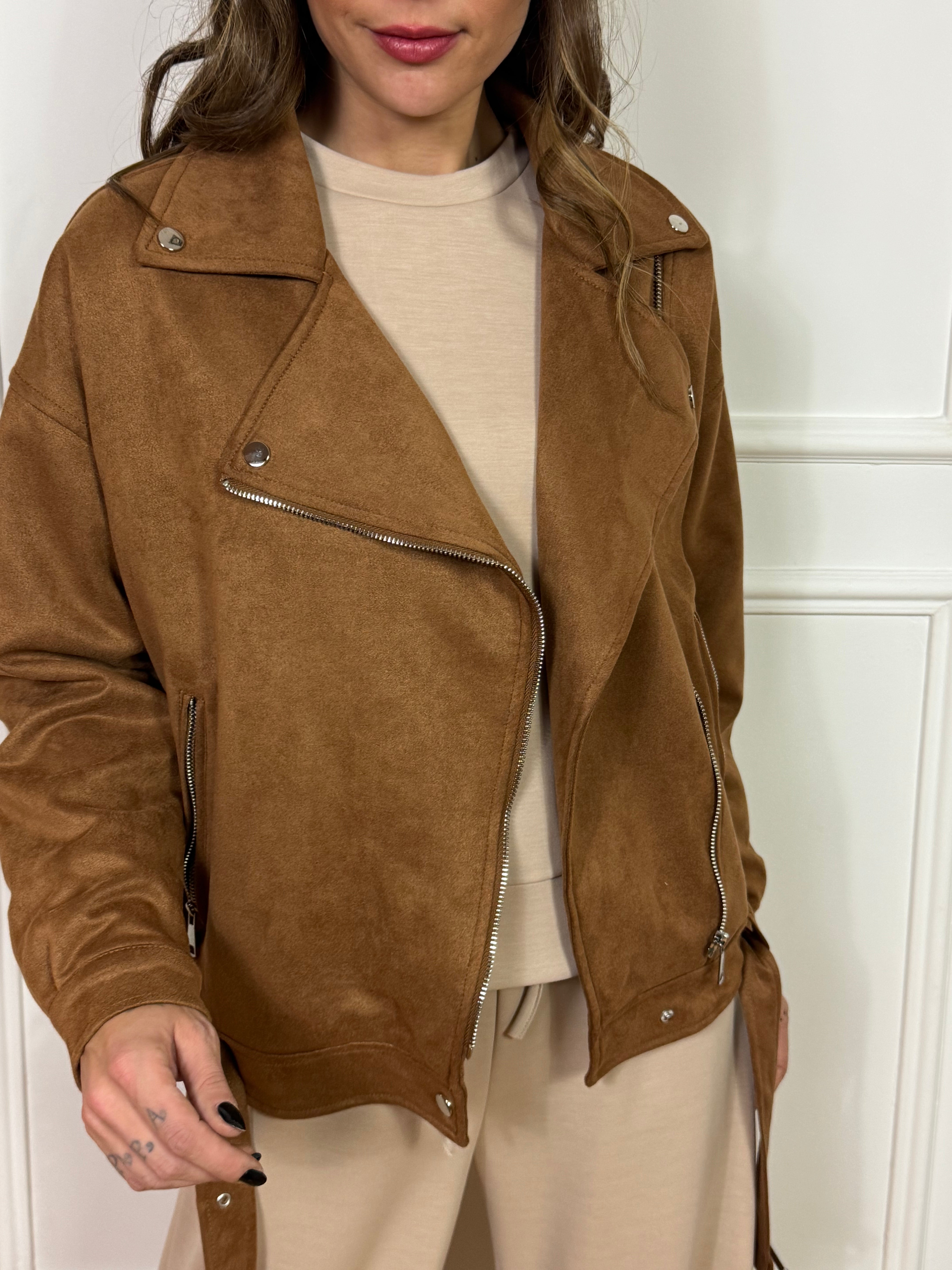 Giacca chiodo scamosciata Kontatto