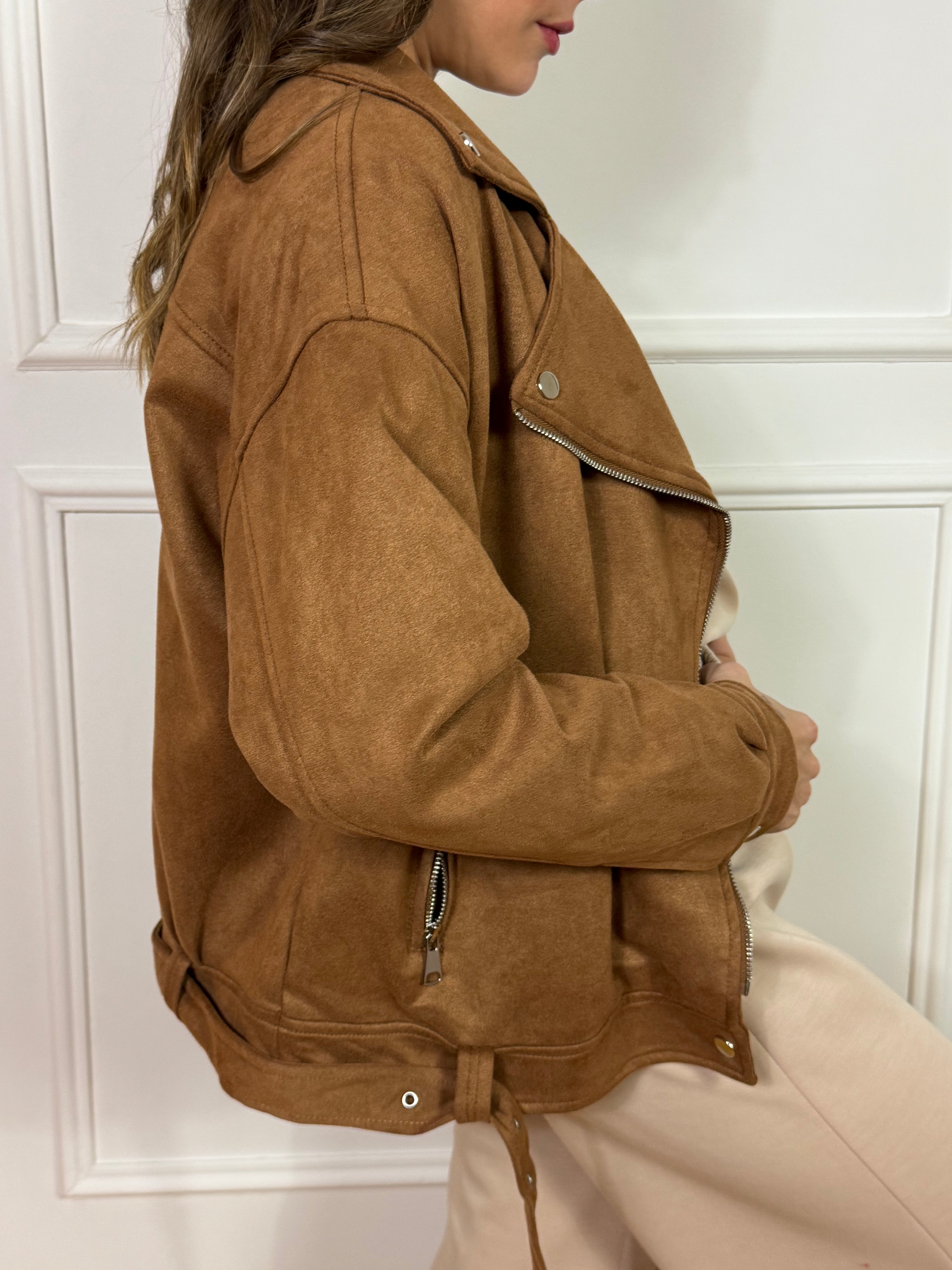 Giacca chiodo scamosciata Kontatto