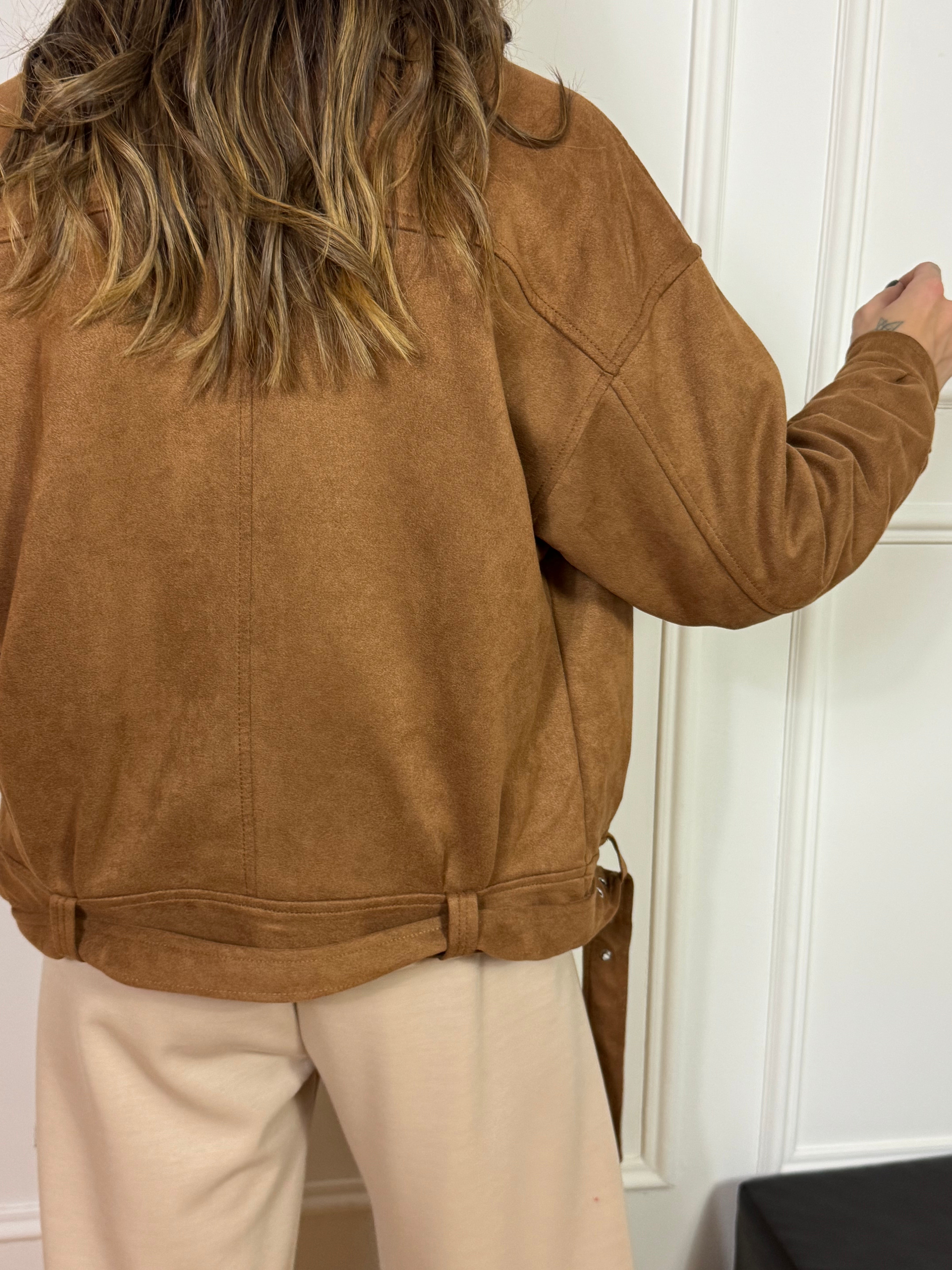 Giacca chiodo scamosciata Kontatto