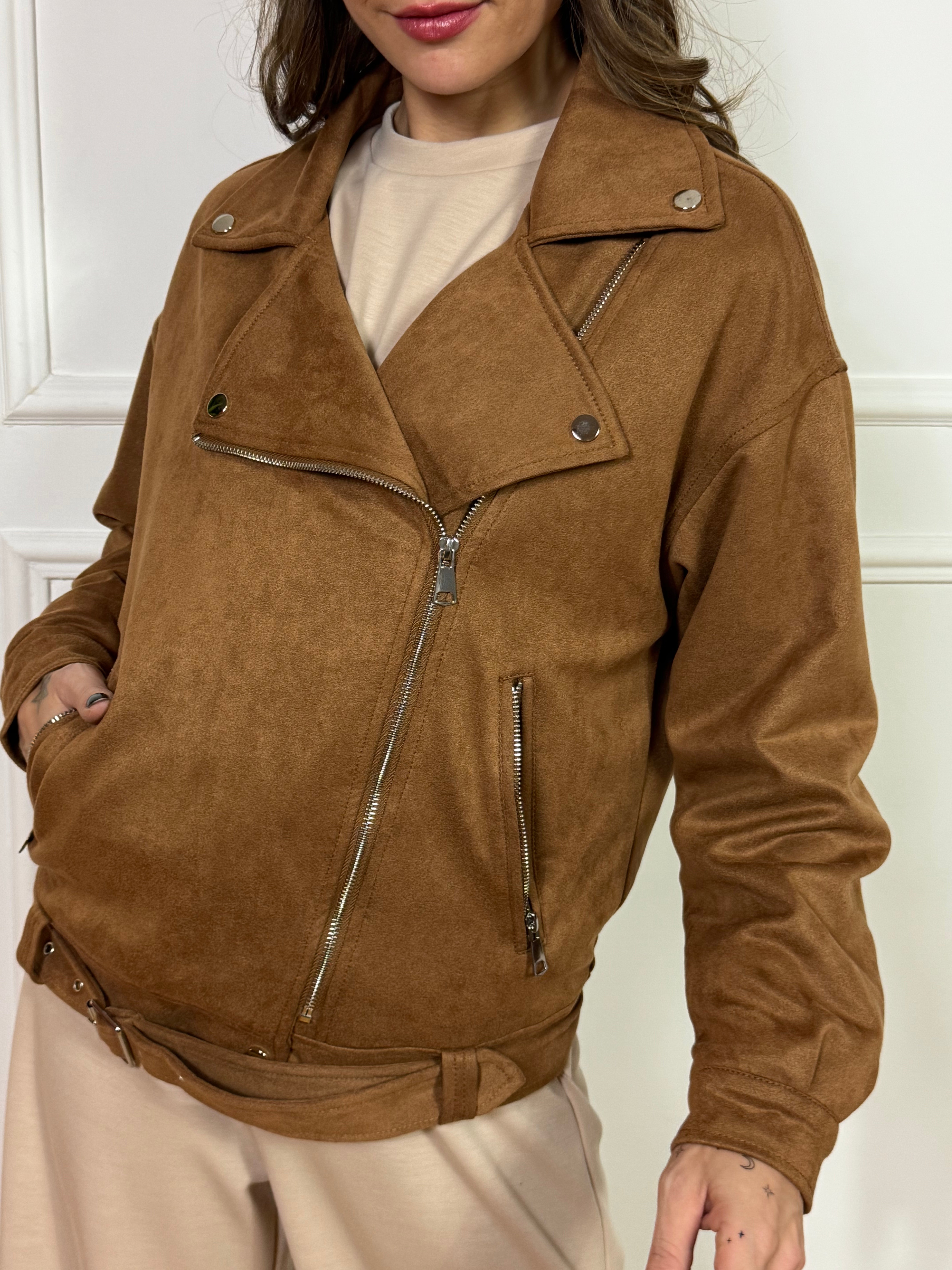 Giacca chiodo scamosciata Kontatto