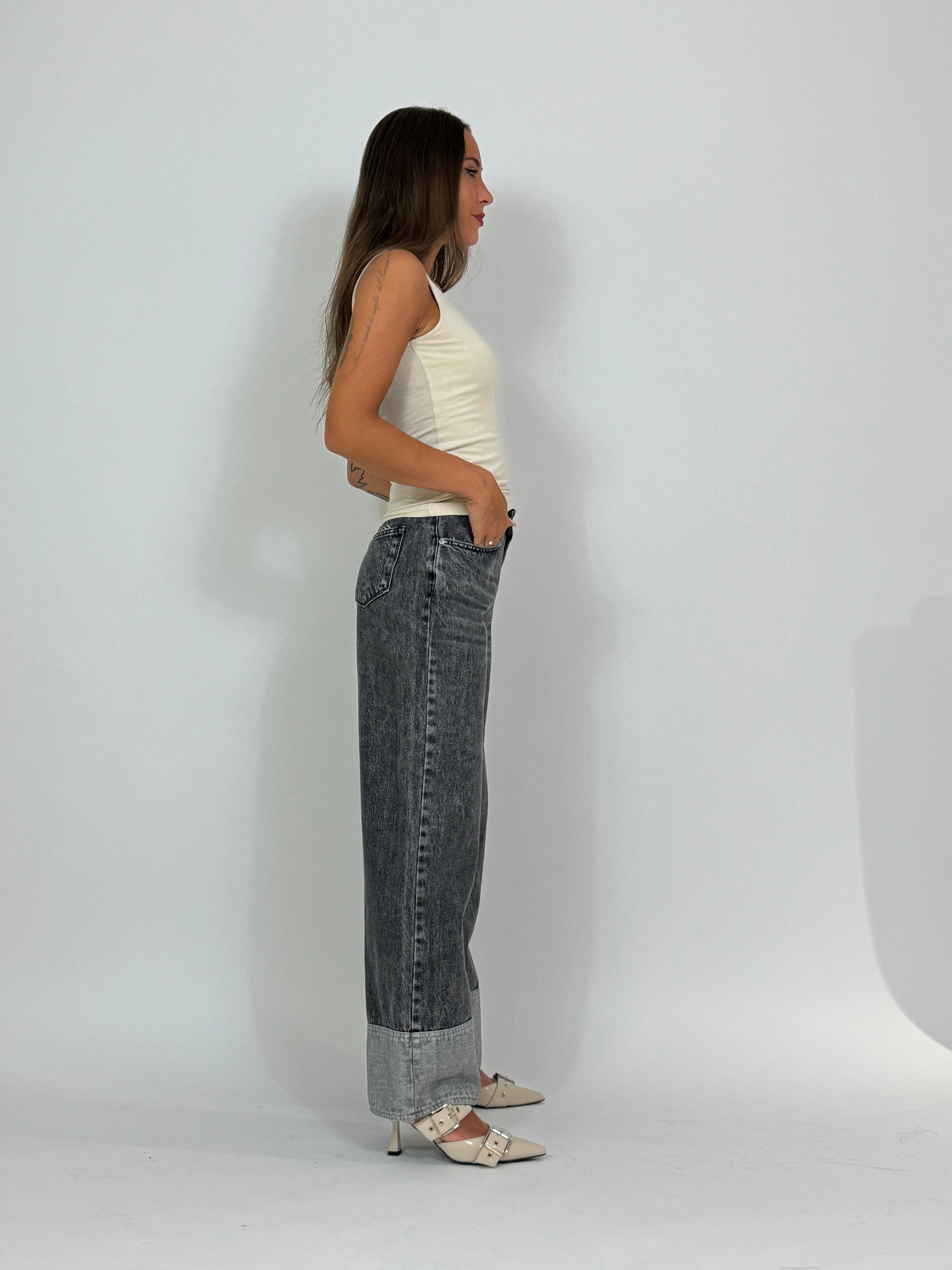 Jeans palazzo con risvolto Susy Mix