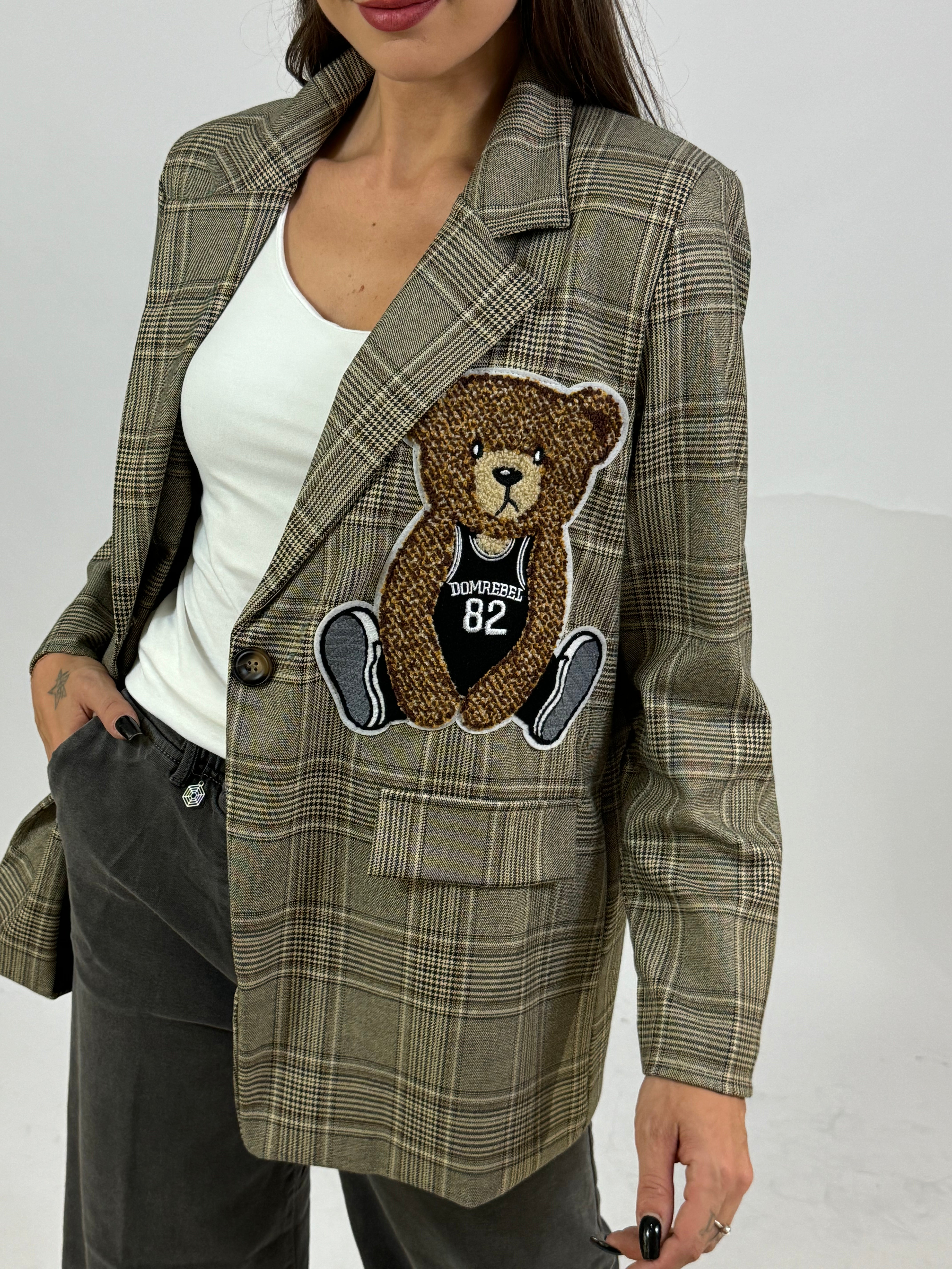 Giacca blazer over Victoria ILMH principe di Galles con patch teddy