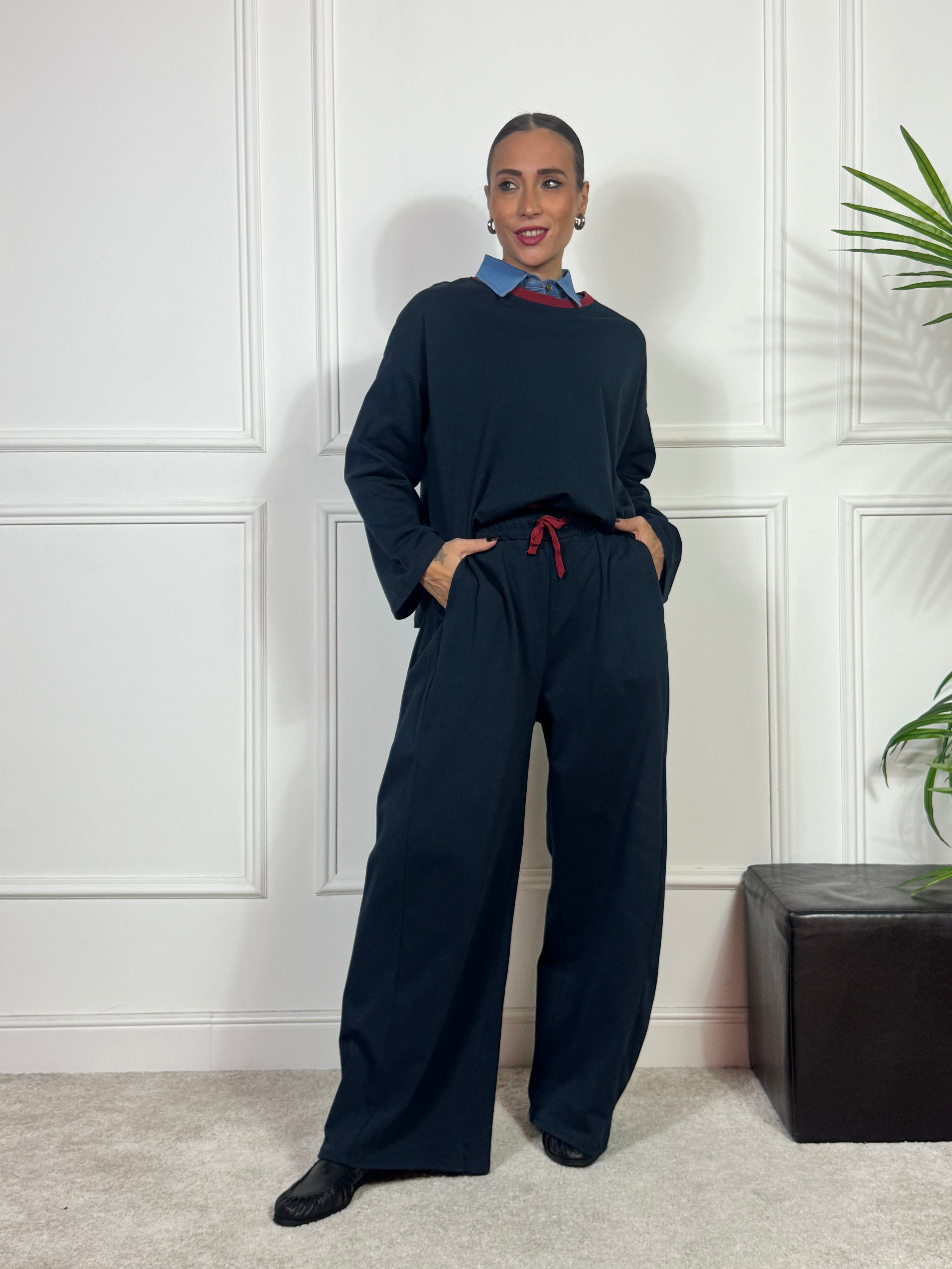 Pantalone garzato con coulisse Kikisix PALAZZO CON PINCES LATERALE