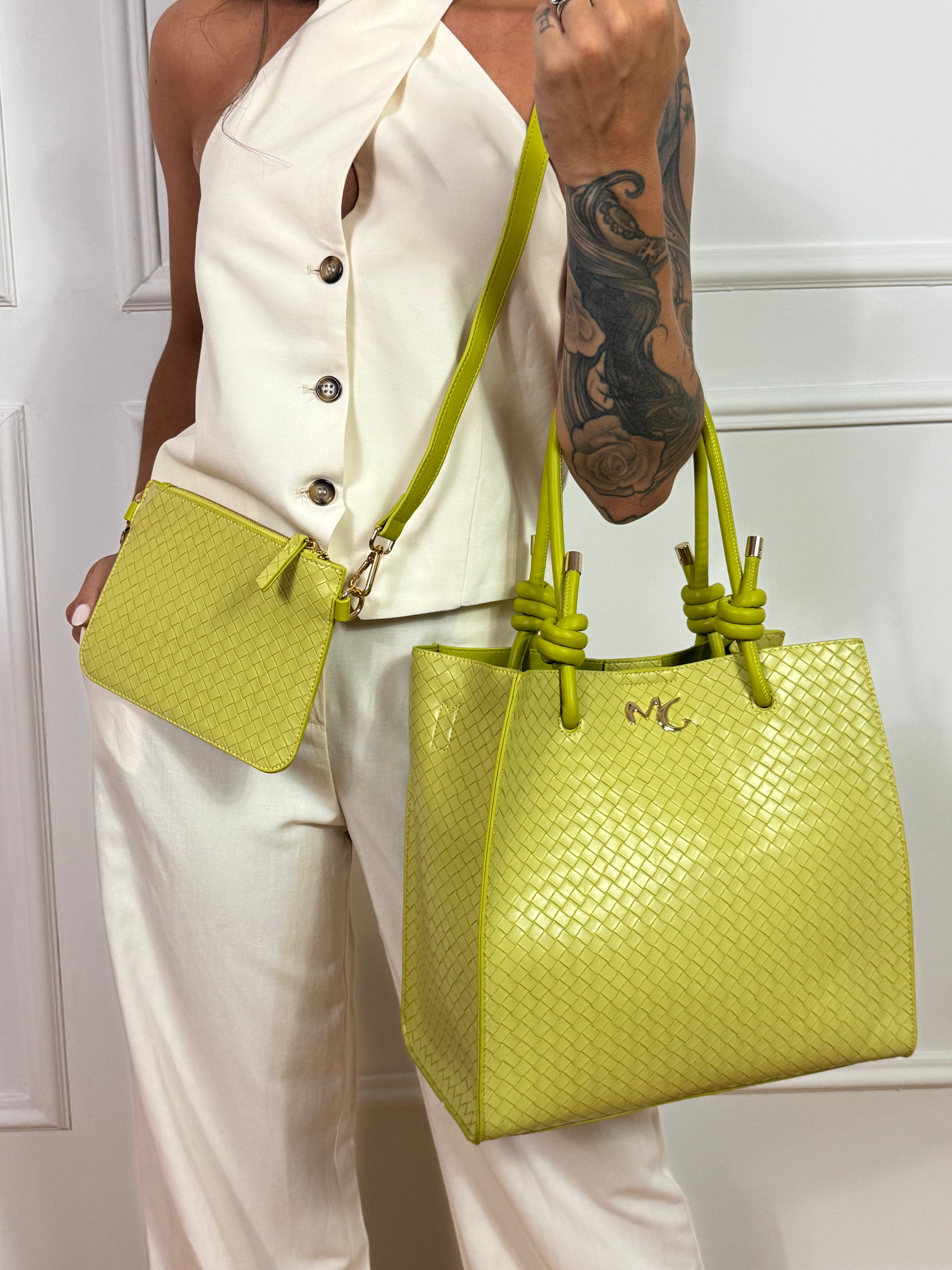 Borsa Manila Grace Felicia Bag media con NODO - ECOPELLE INTRECCIATA