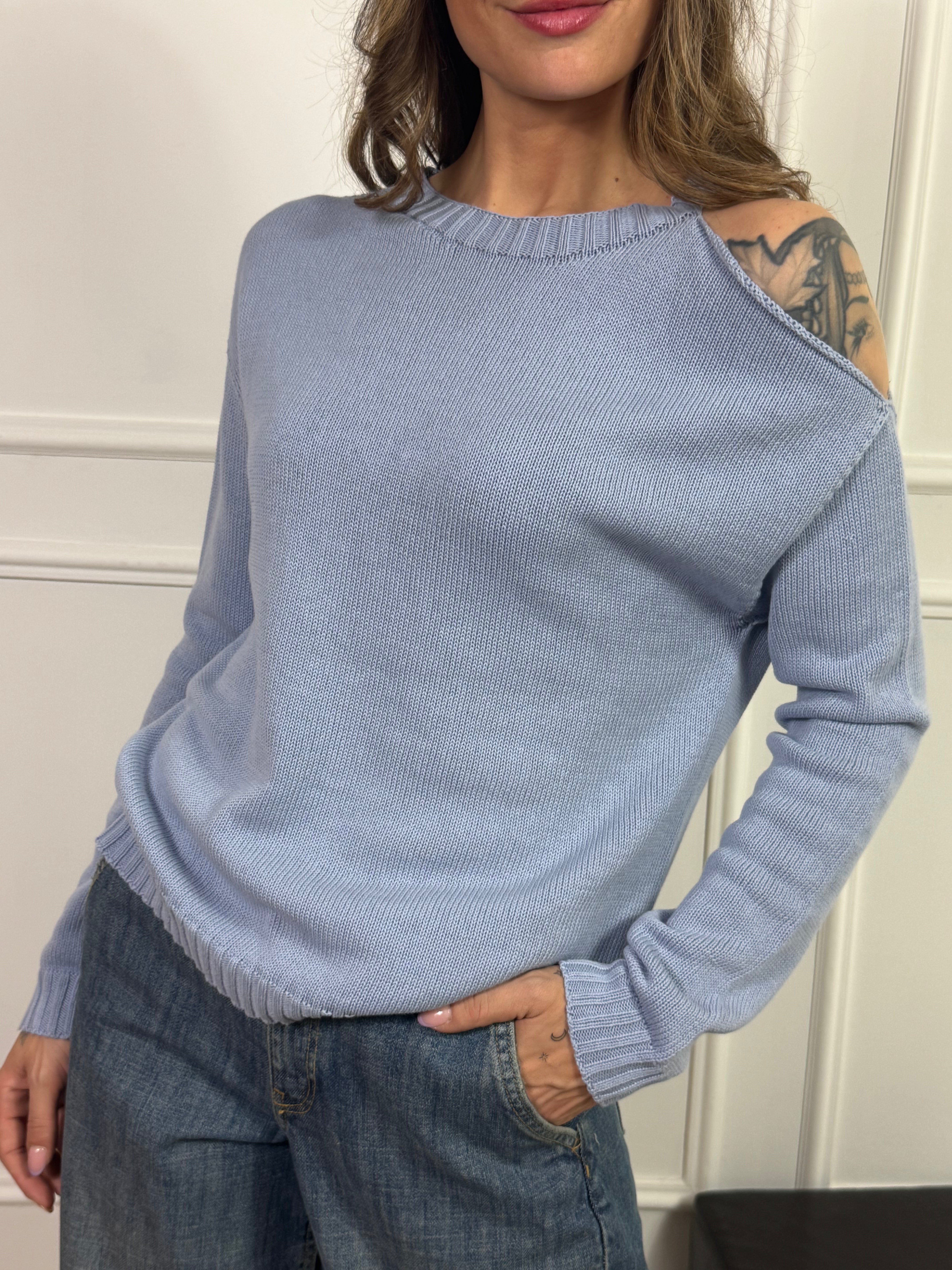 Maglia in cotone Susy Mix scollo BARCHETTA CUT-OUT SPALLA